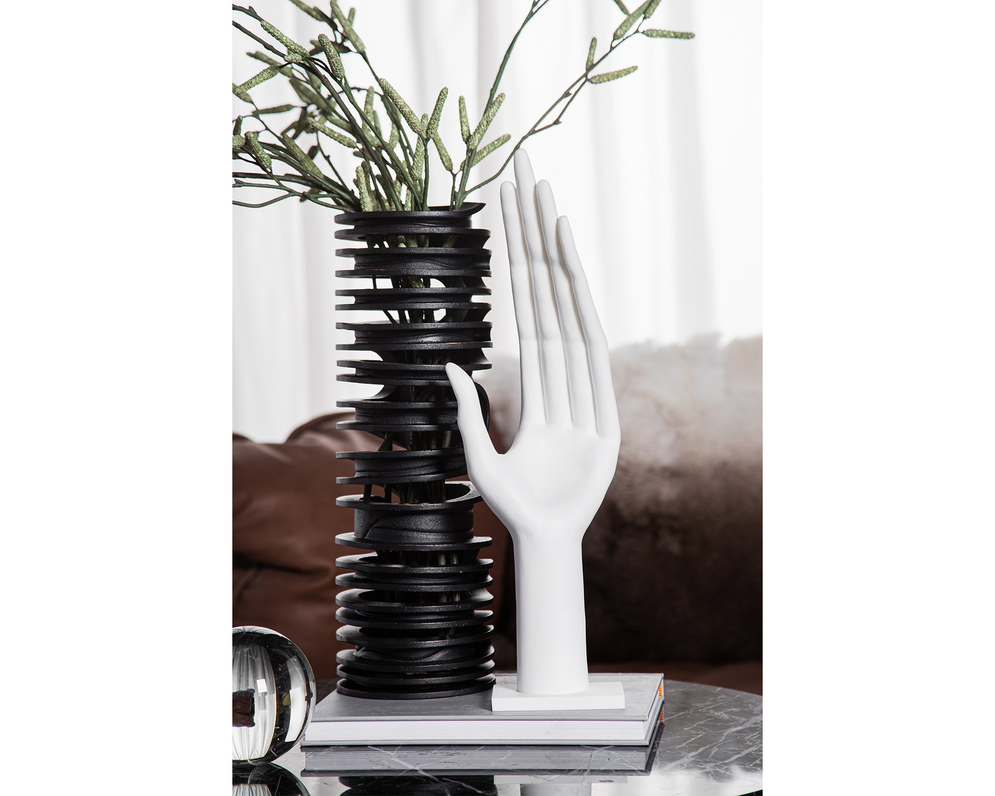 White Hand Sculpture - White Resin