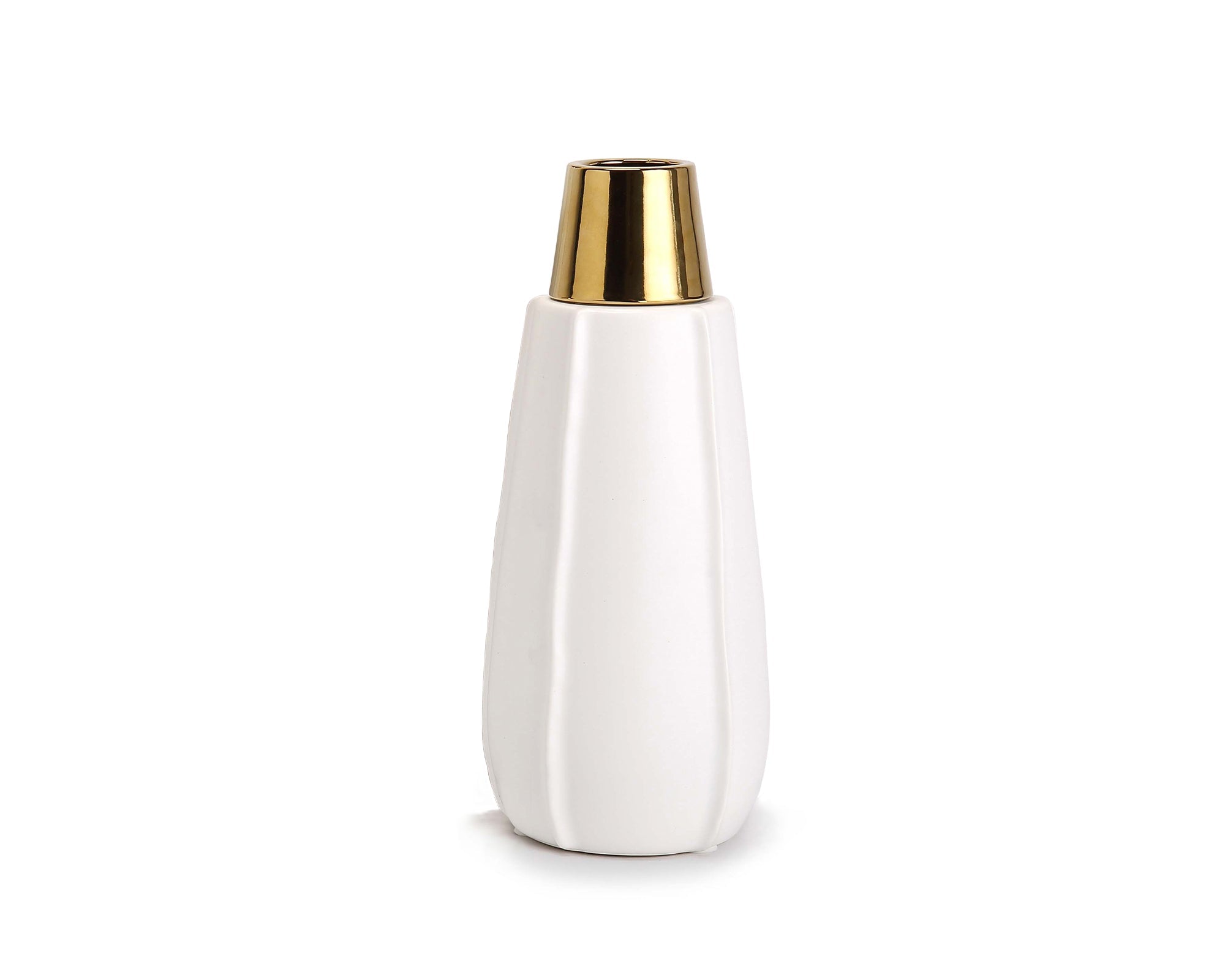 Vicar Vase - Large - White and Gold Ceramic