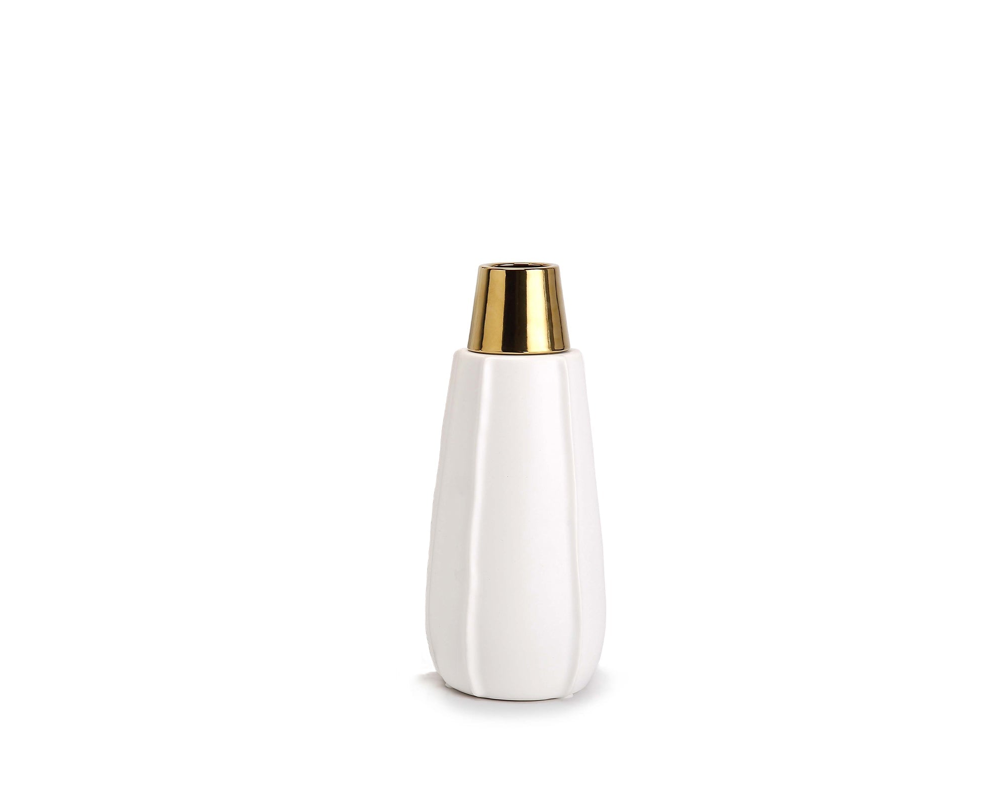 Vicar Vase - Medium - White and Gold Ceramic
