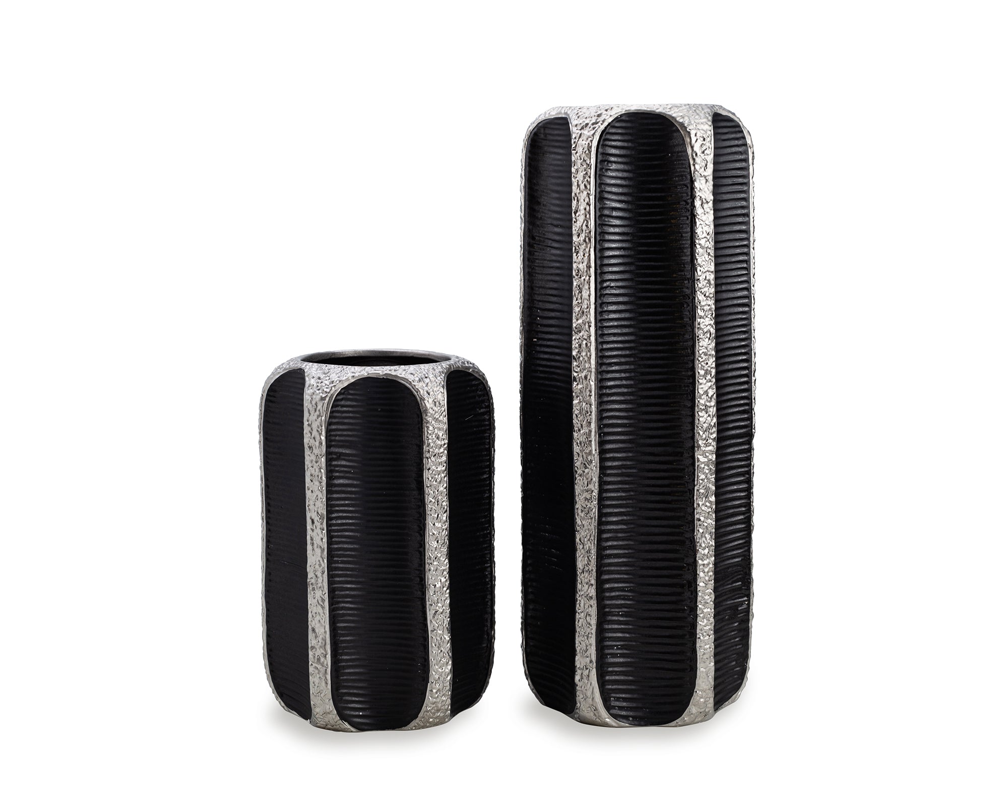 Mora Vase Small - Black and Silver Ceramic