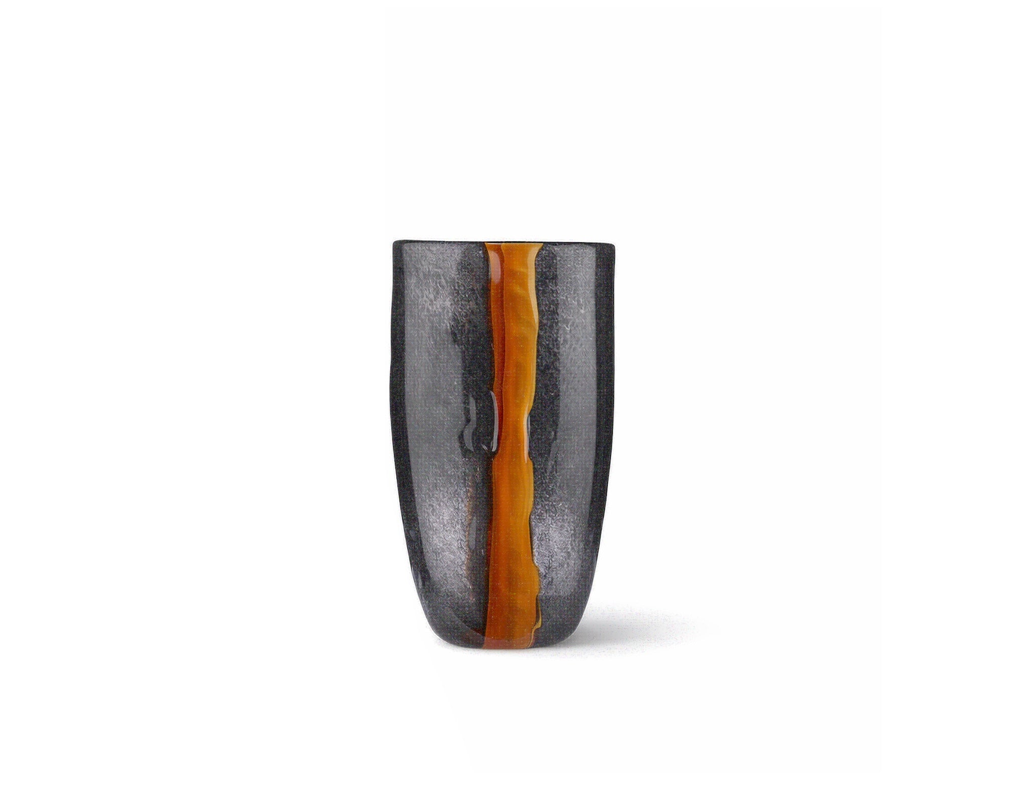 Cassiano Small Vase - Charcoal & Amber Veined Glass