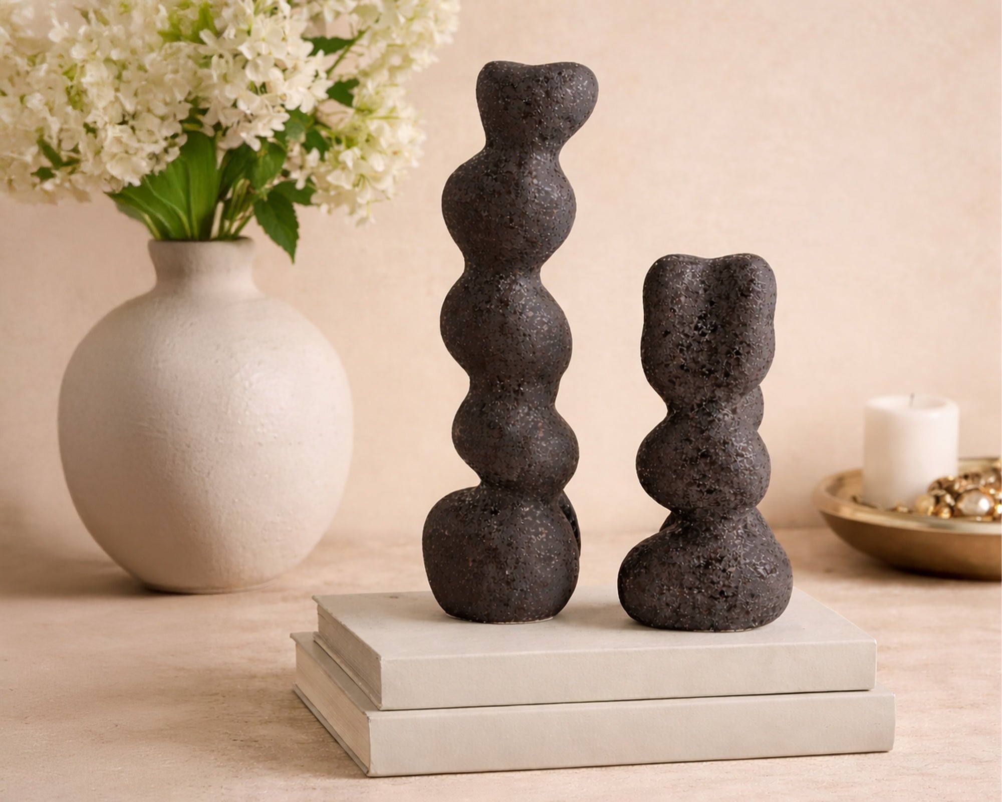 Ravena Large Sculpture - Charcoal Ceramic