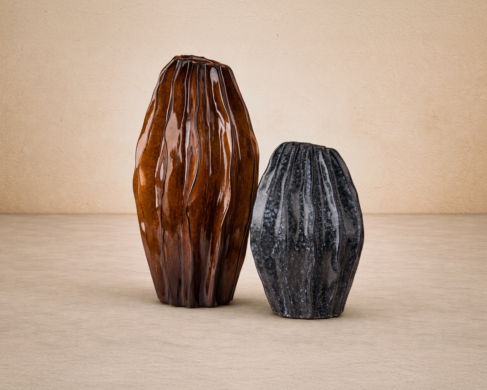 Taviano Sculpture - Dark Caramel Glass
