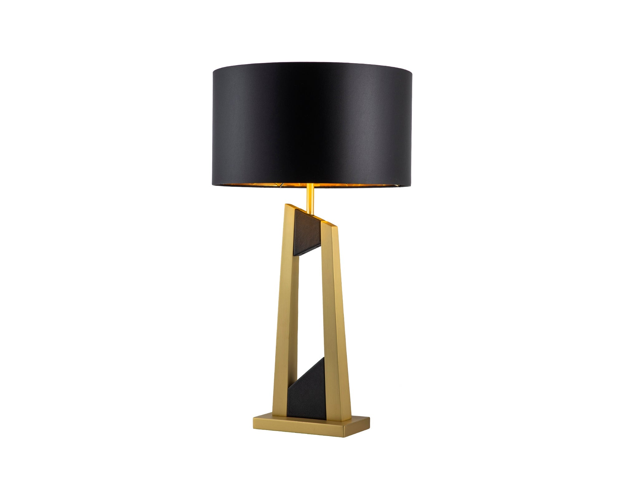 Pharo Table Lamp - Matt Brushed Brass, Black Leather