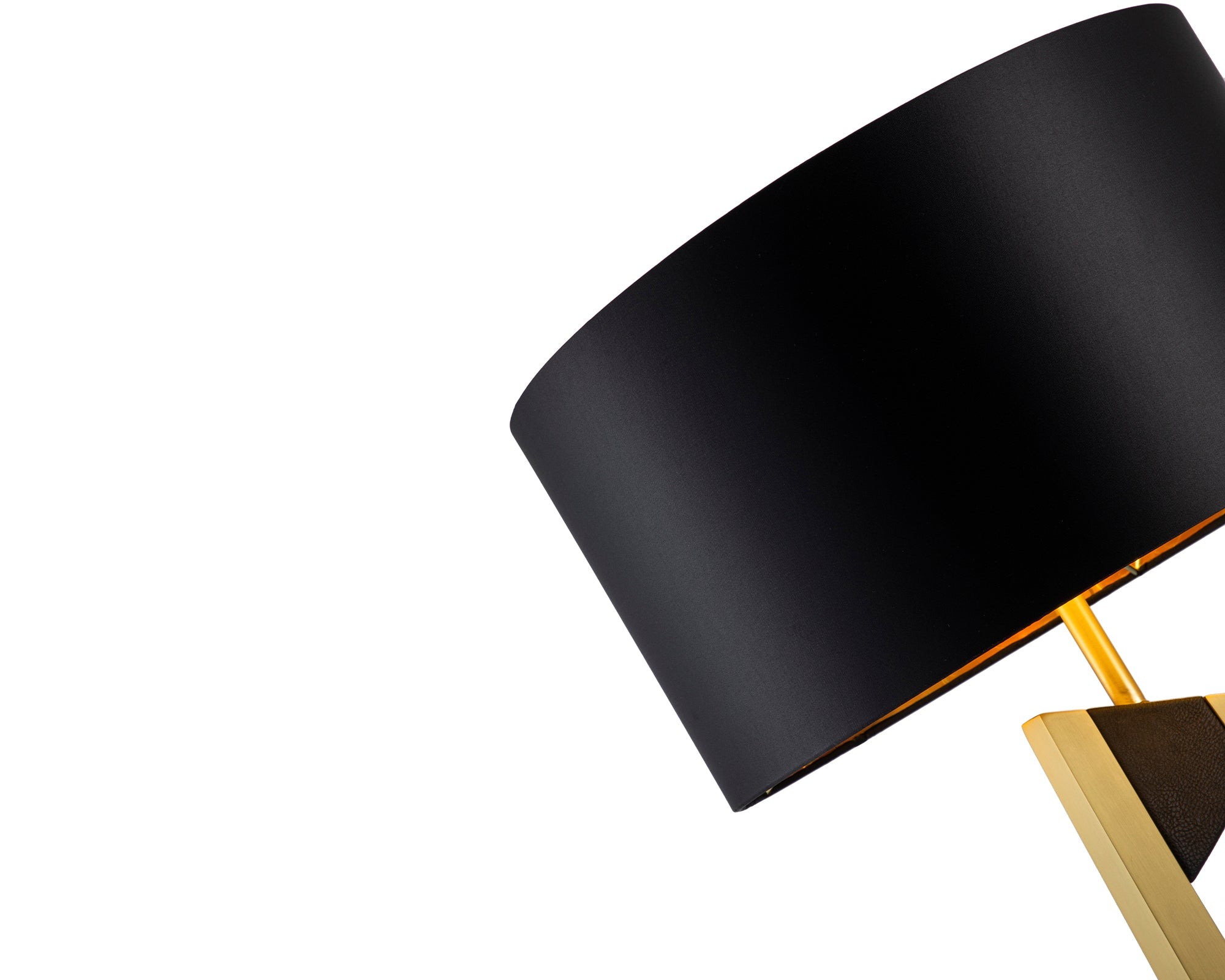 Pharo Table Lamp - Matt Brushed Brass, Black Leather