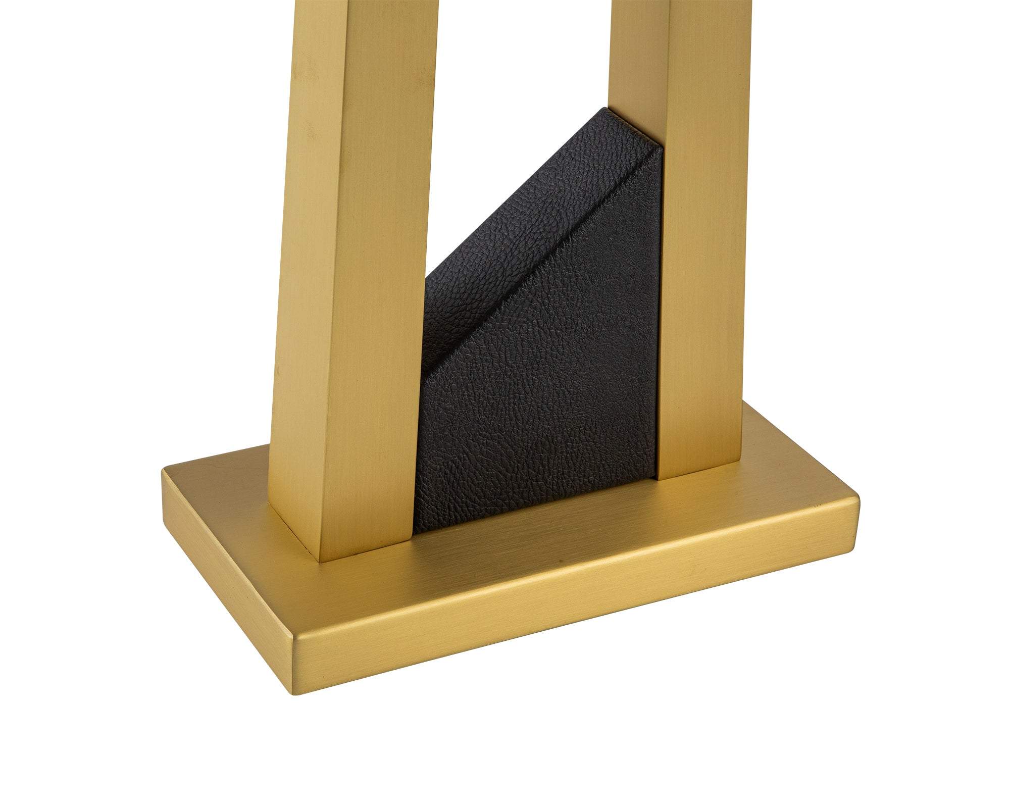 Pharo Table Lamp - Matt Brushed Brass, Black Leather