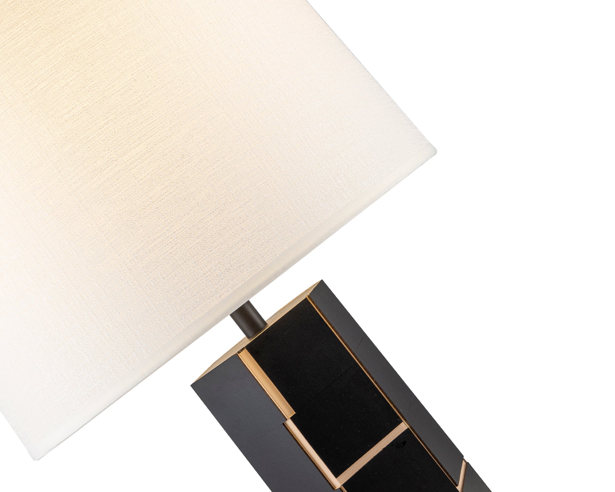 Exeter Table Lamp - Black Leather/White Fabric Shade