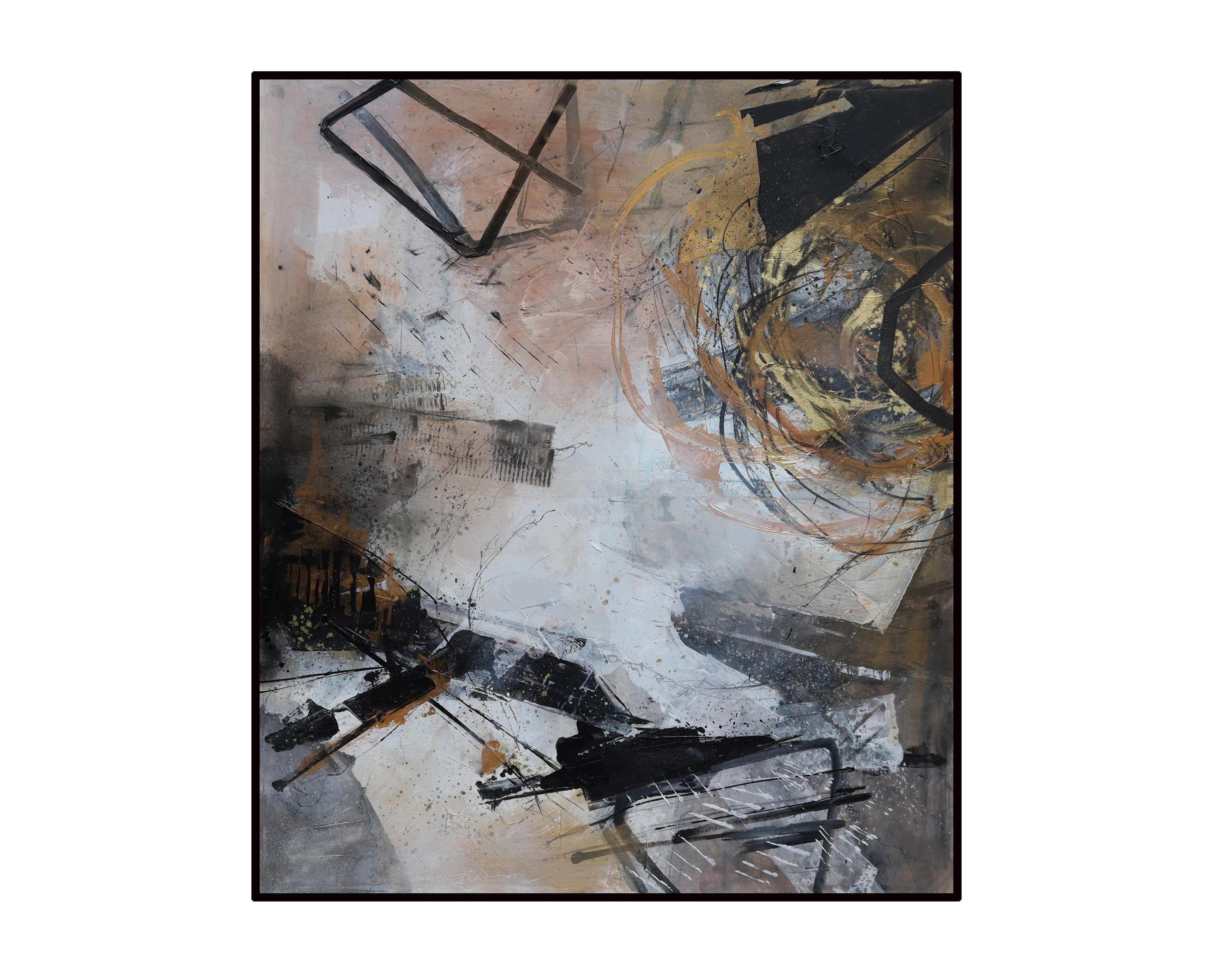 Portoro Oil Painting - Black, Brown and Gold