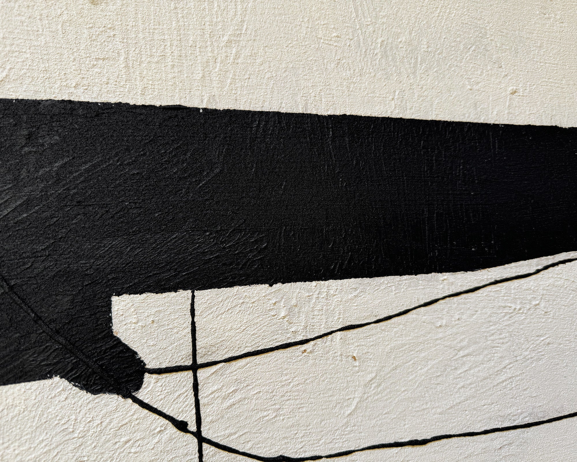 Urban Echo Oil Painting - Cream, Black and White