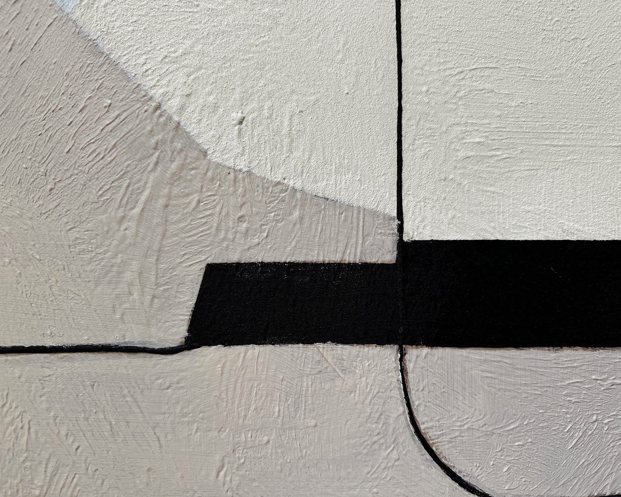 Urban Echo Oil Painting - Cream, Black and White