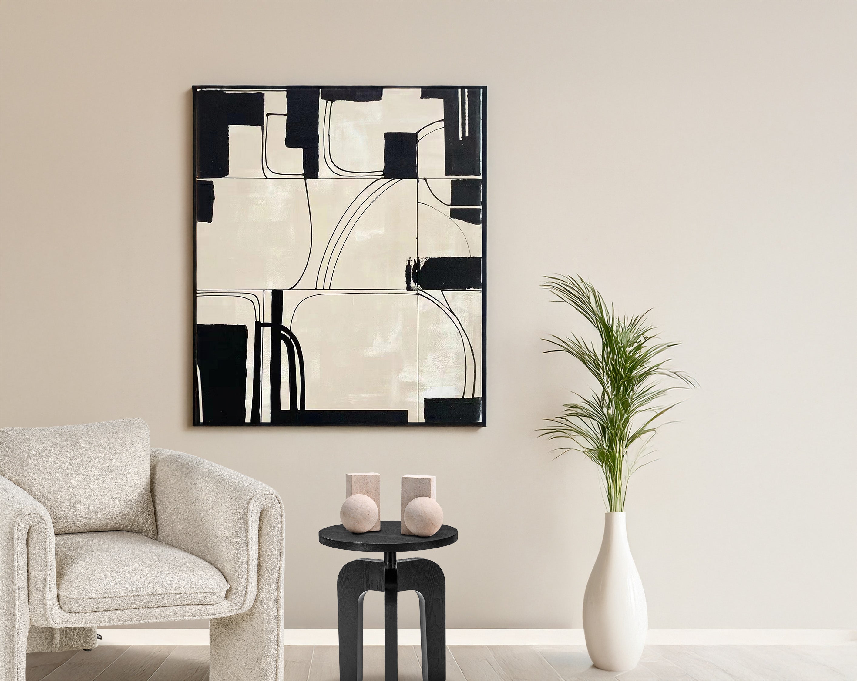 Architect's Dream Oil Painting - Black and Cream