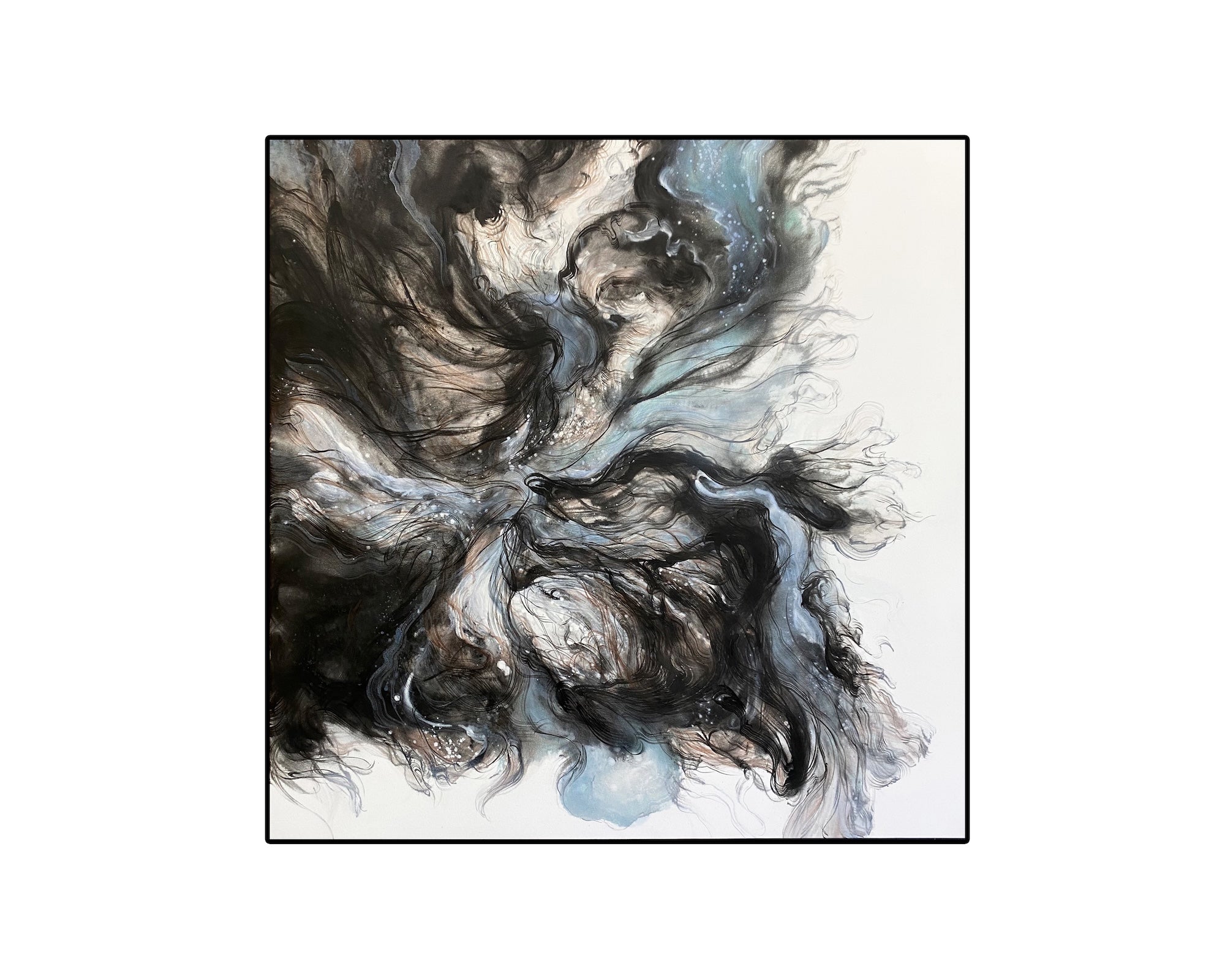 Caldera Oil Painting - Hand Painted/Black Wood Frame