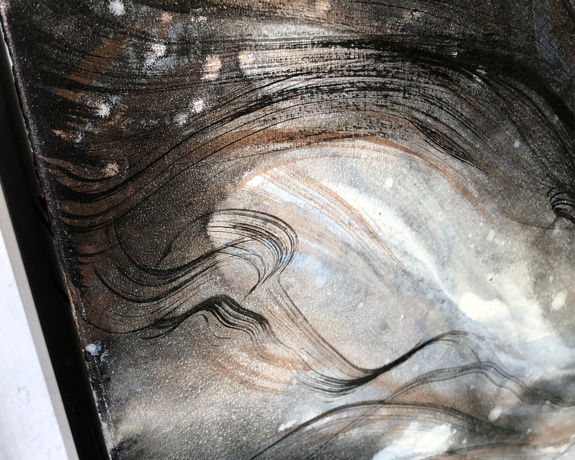 Caldera Oil Painting - Hand Painted/Black Wood Frame