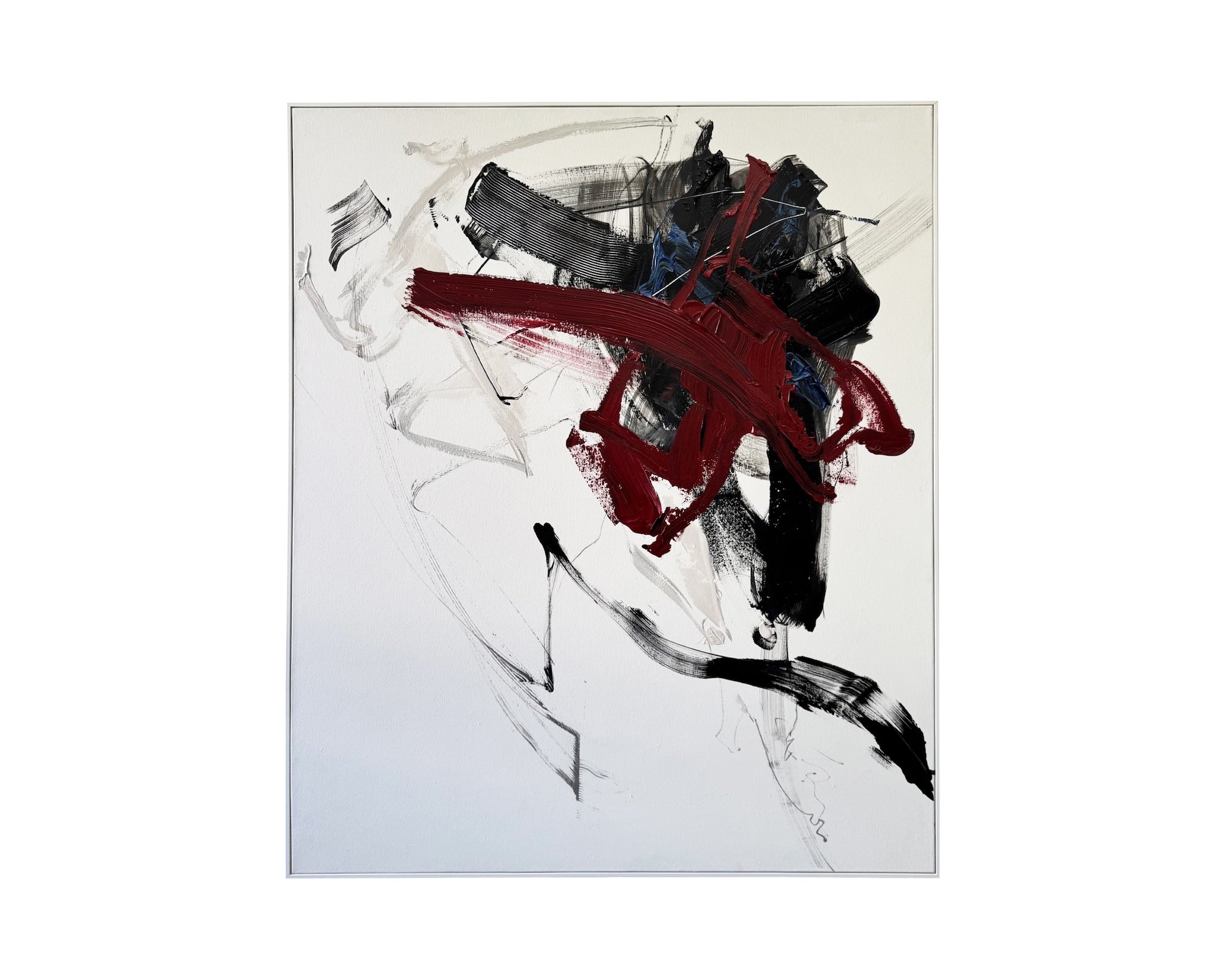 Obsidian Oil Painting - Hand Painted/White Wood Frame