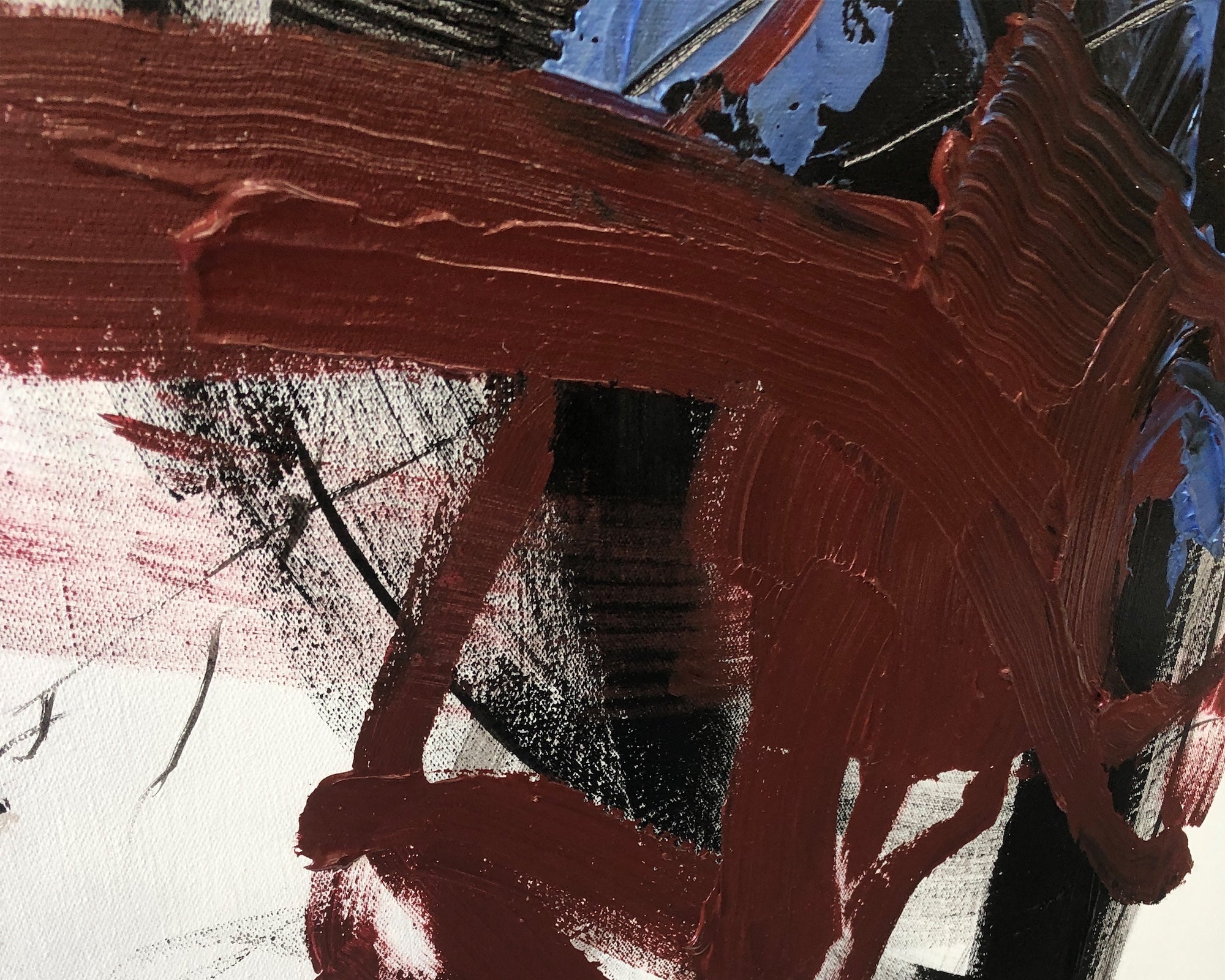 Obsidian Oil Painting - Hand Painted/White Wood Frame