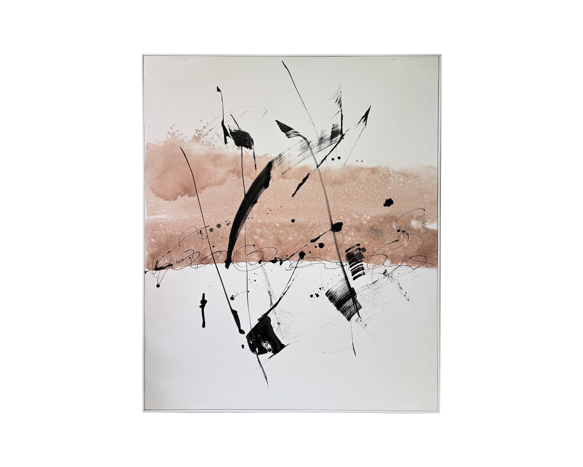 Monochord Oil Painting - Hand Painted/White Wood Frame