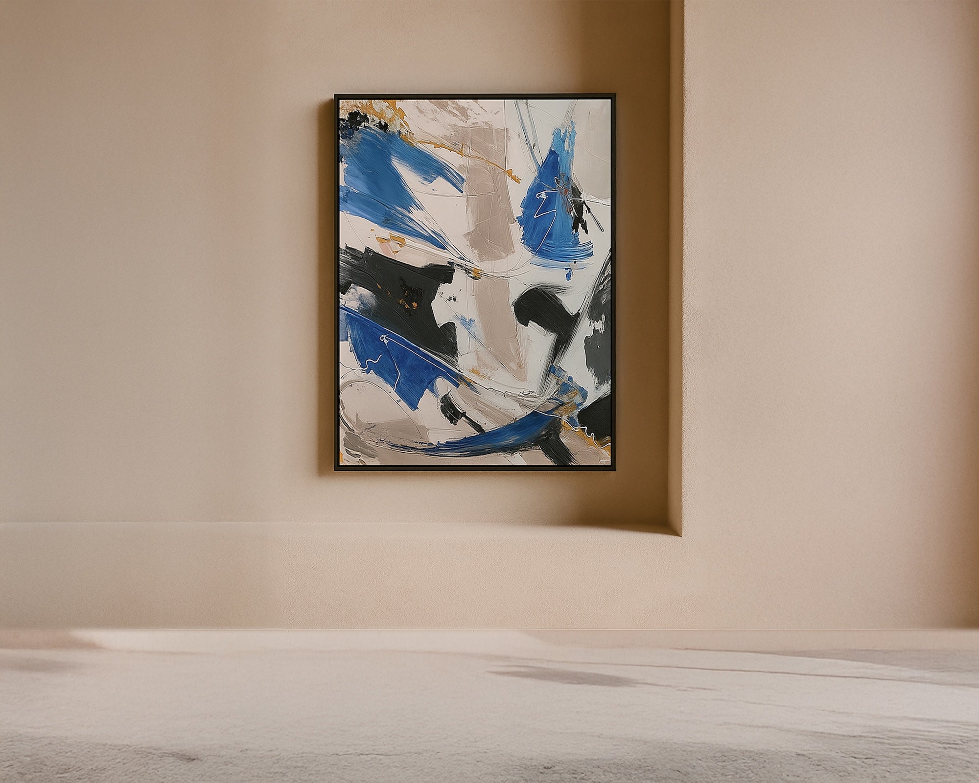 Vortex Oil Painting - Hand Painted/Black Wood Frame