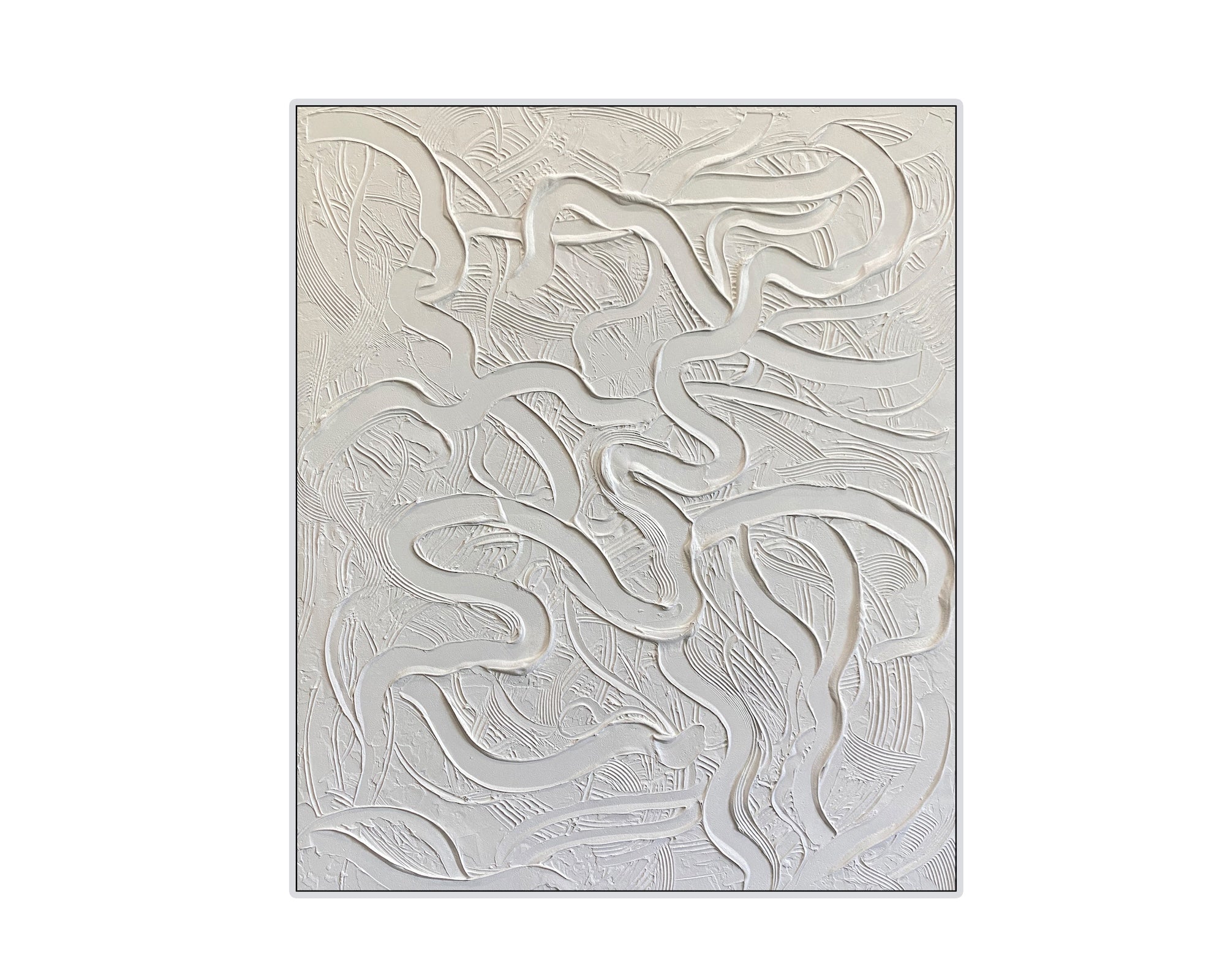 Serene Oil Painting - Hand Painted/White Wood Frame