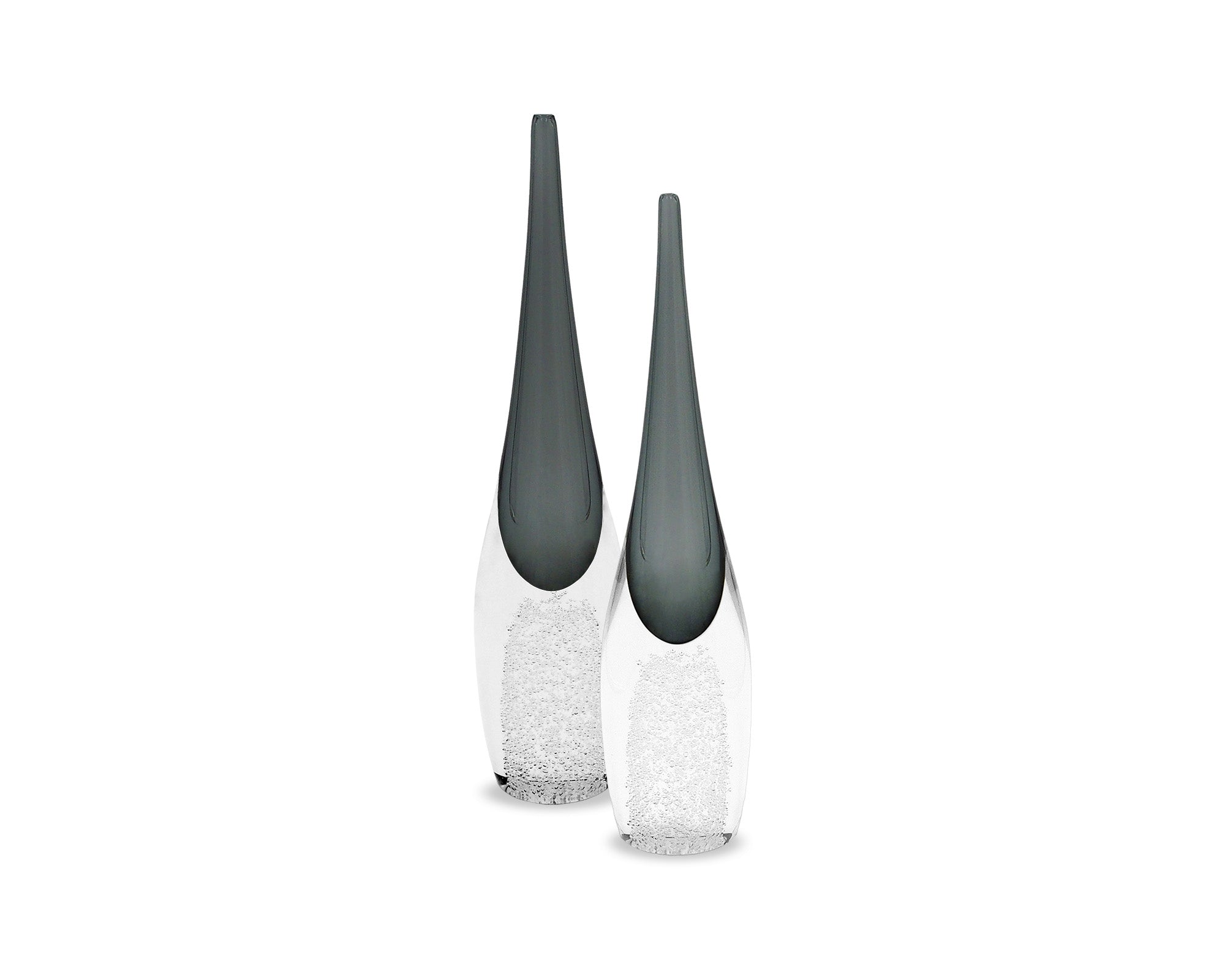 Ellis Large Crystal Vase - Grey Glass