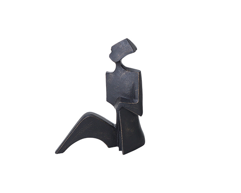 Isla Sitting Lady Sculpture - Black Ceramic