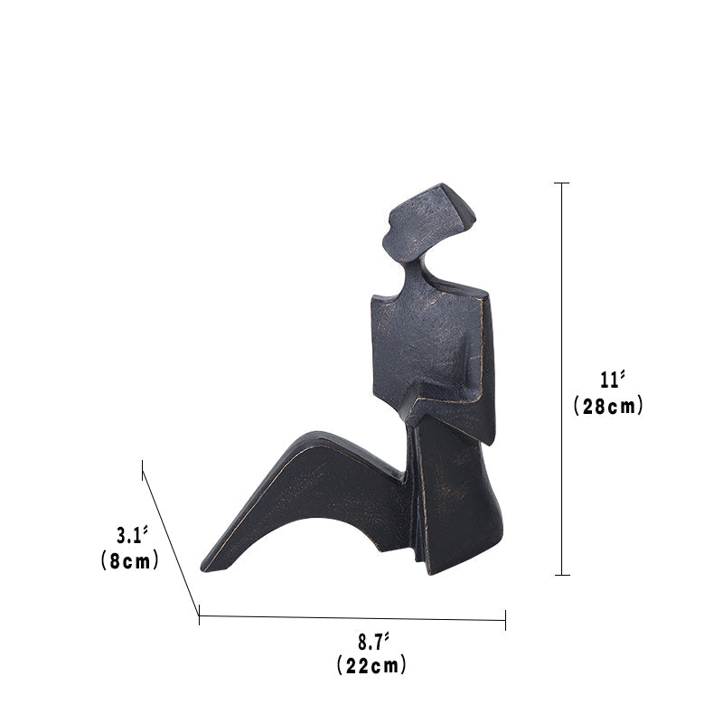 Isla Sitting Lady Sculpture - Black Ceramic
