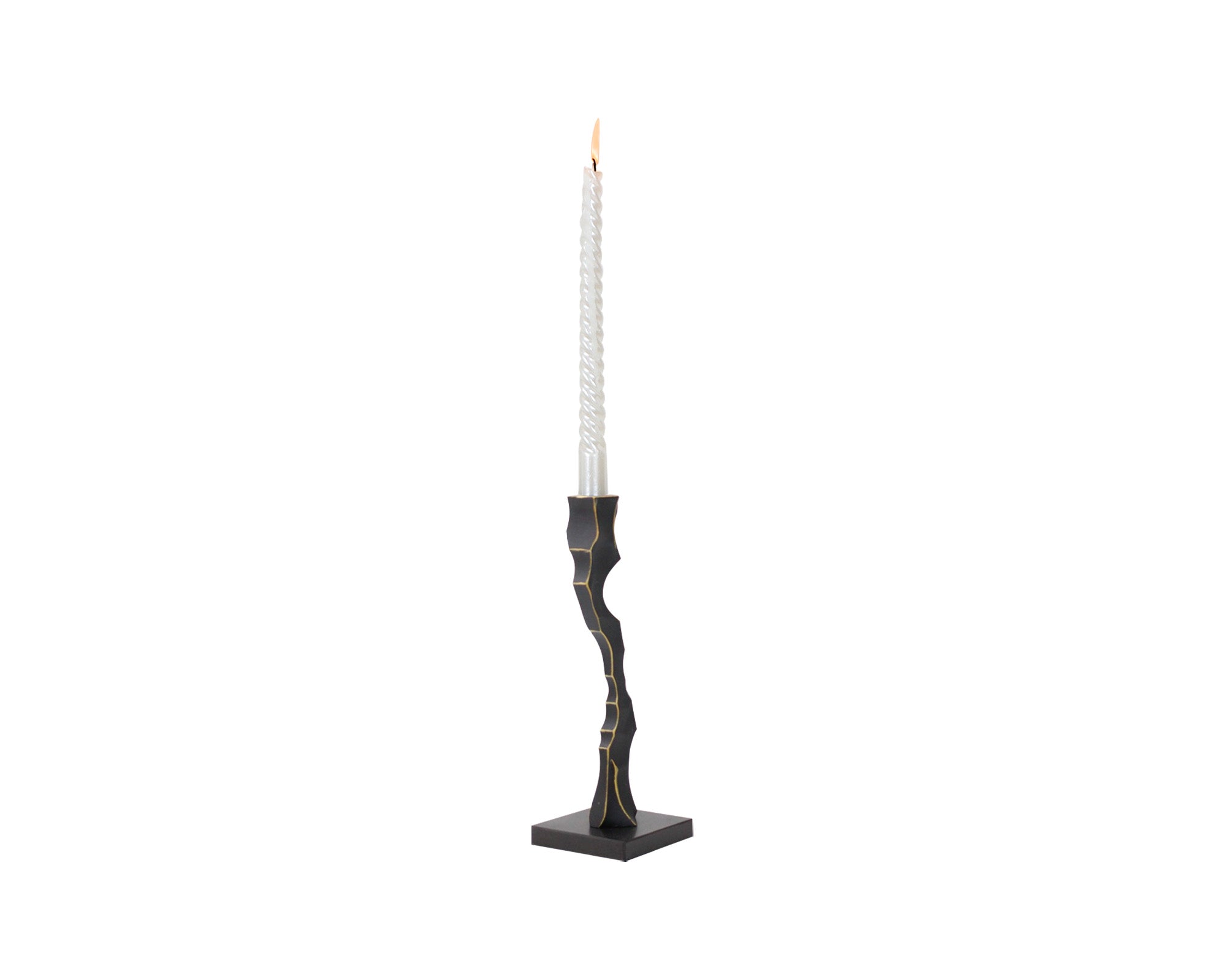 Storm Candlestick Large - Black Marble and Resin