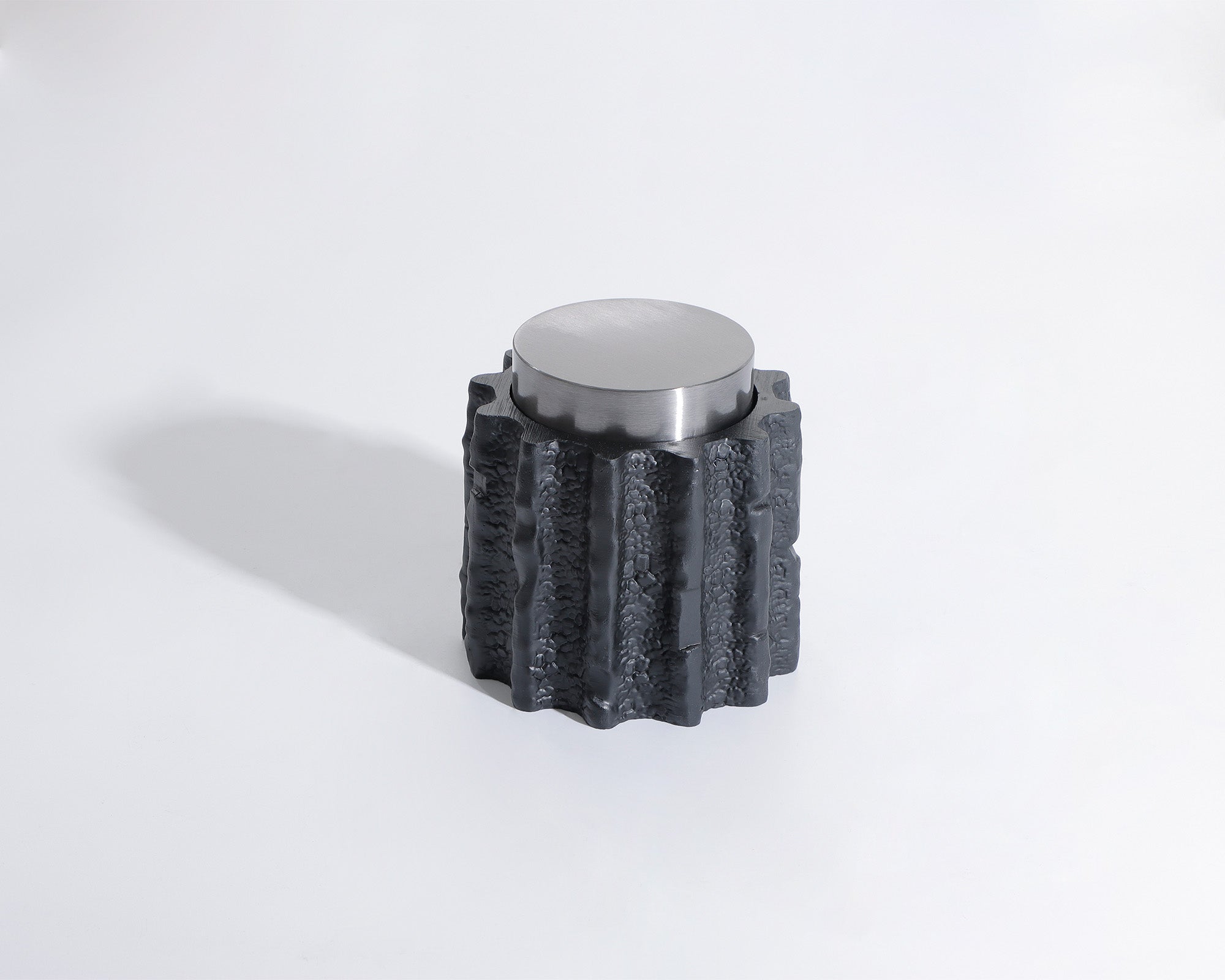 Meteorite Jar Small - Black Resin and Stainless Steel