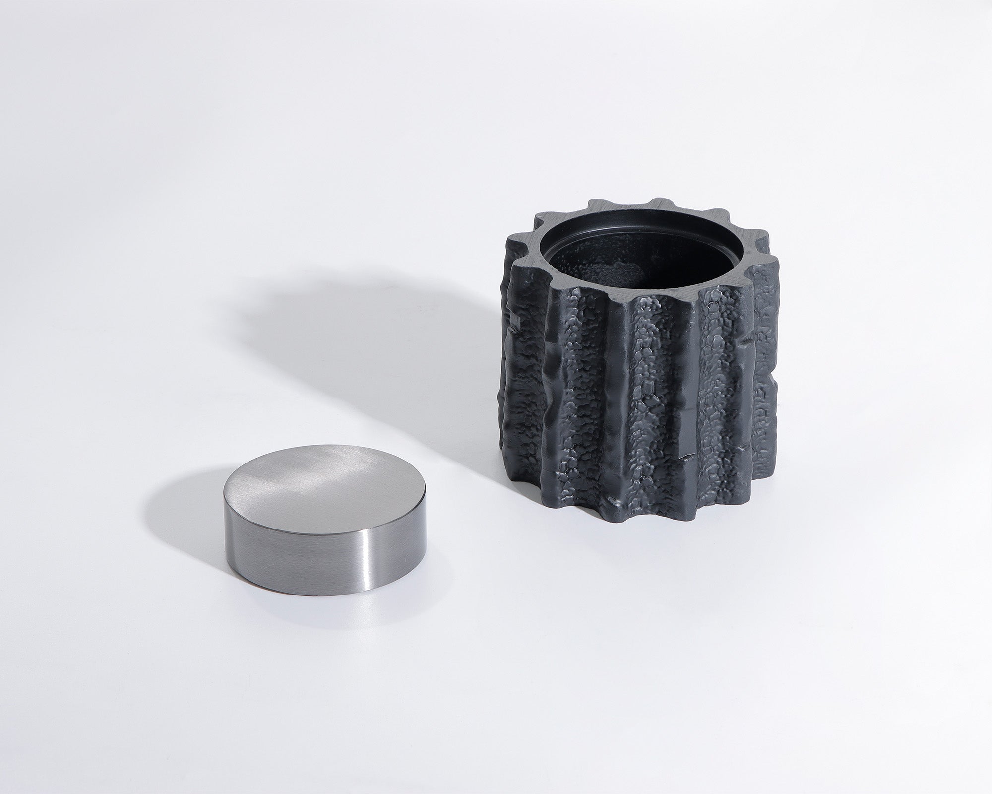 Meteorite Jar Small - Black Resin and Stainless Steel