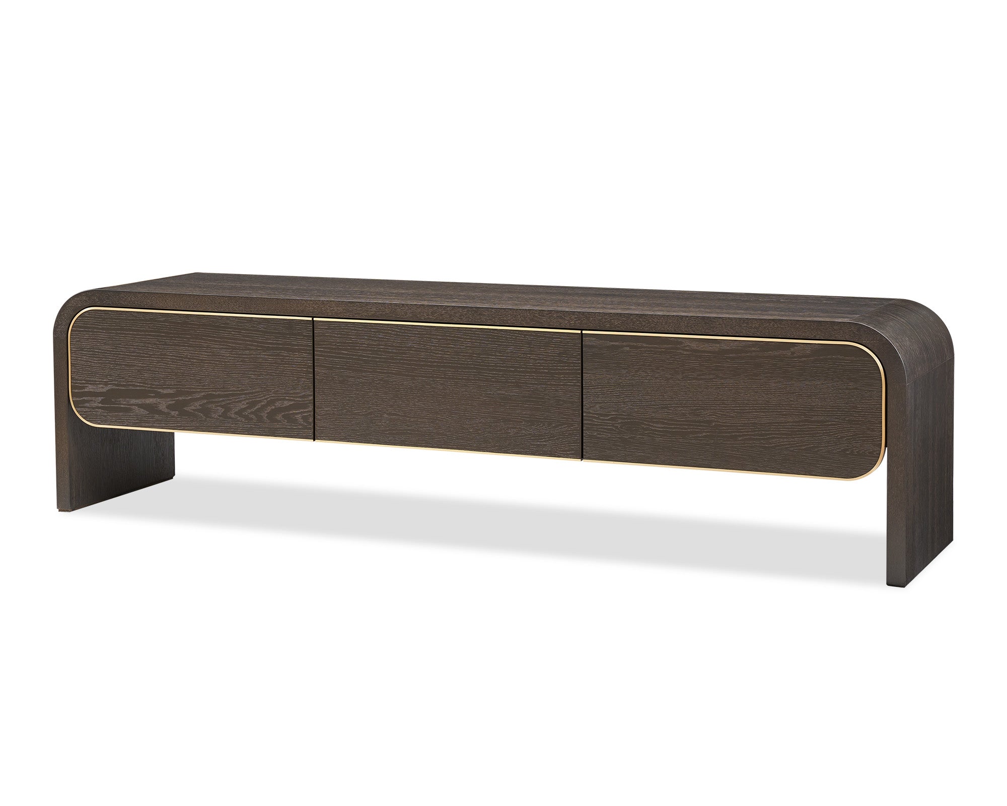 Walter Media Sideboard - Dark Grey Oak & Brass