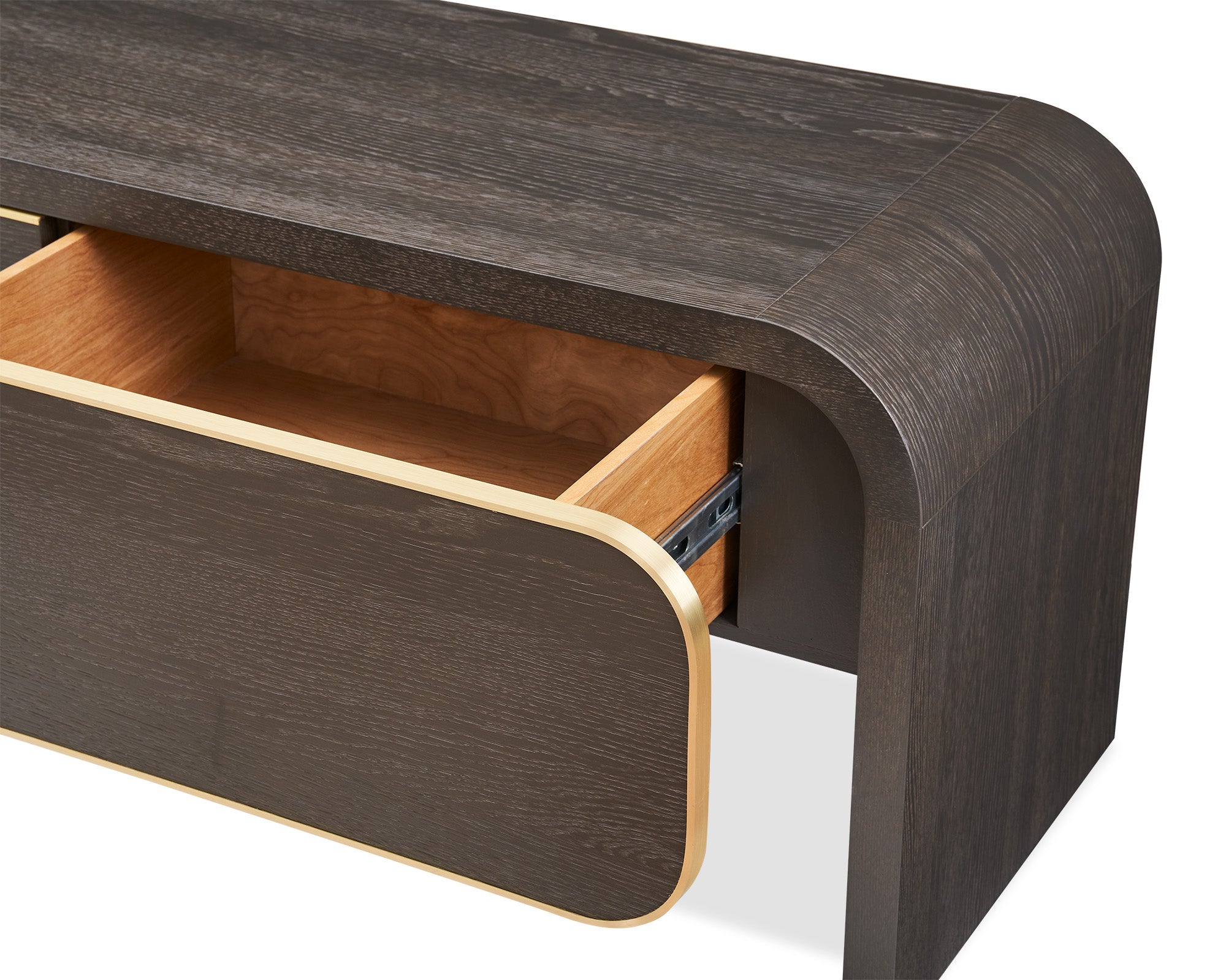 Walter Media Sideboard - Dark Grey Oak & Brass