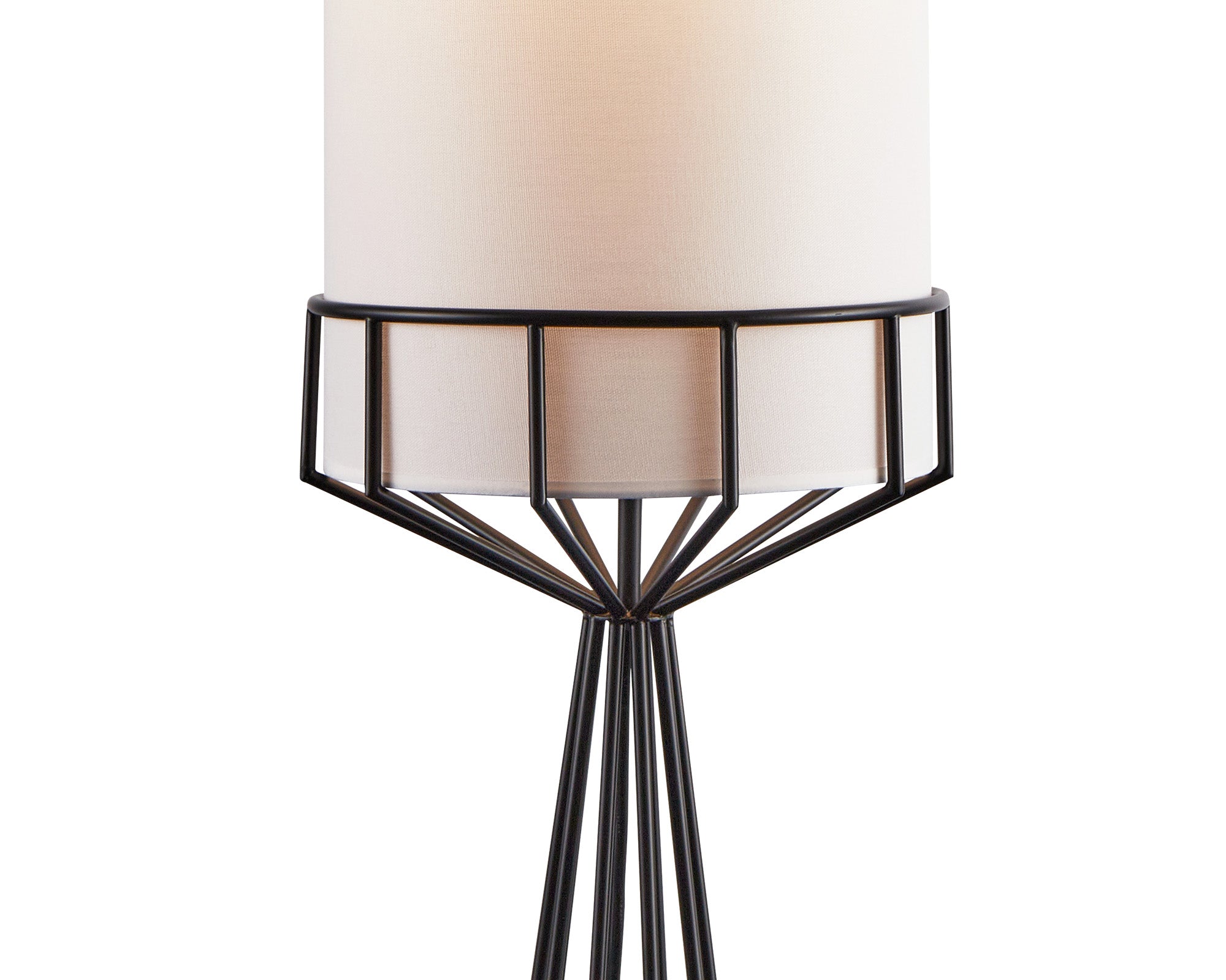 Faro Floor Lamp - Matt Black & White Linen