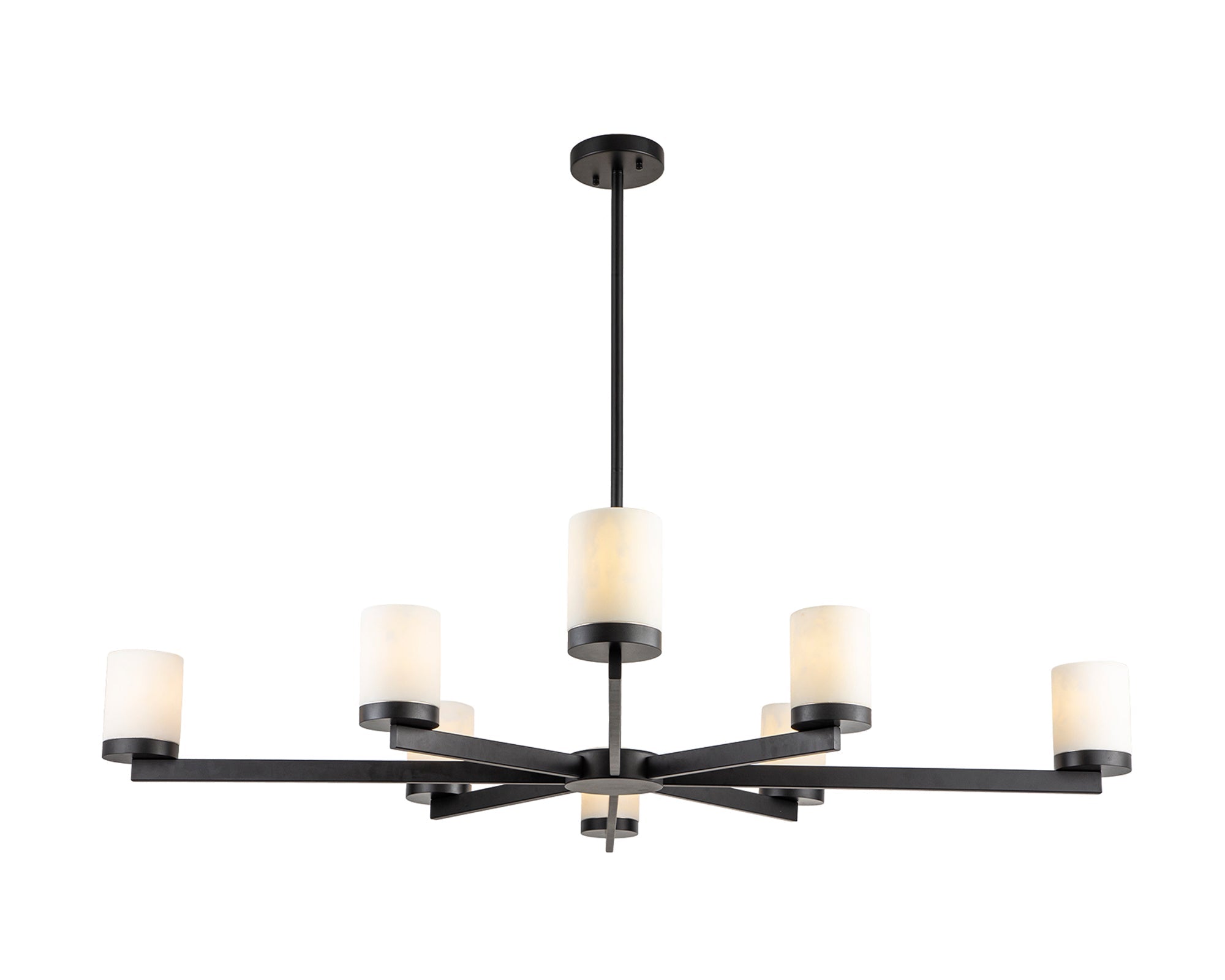 Olina Pendant Lamp - Matt Black, White Alabaster