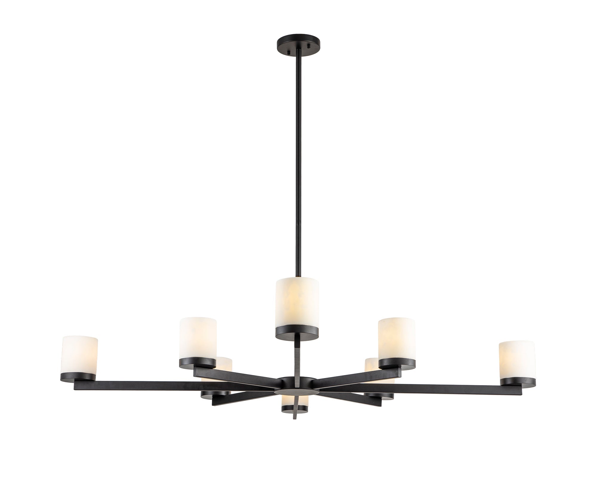 Olina Pendant Lamp - Matt Black, White Alabaster