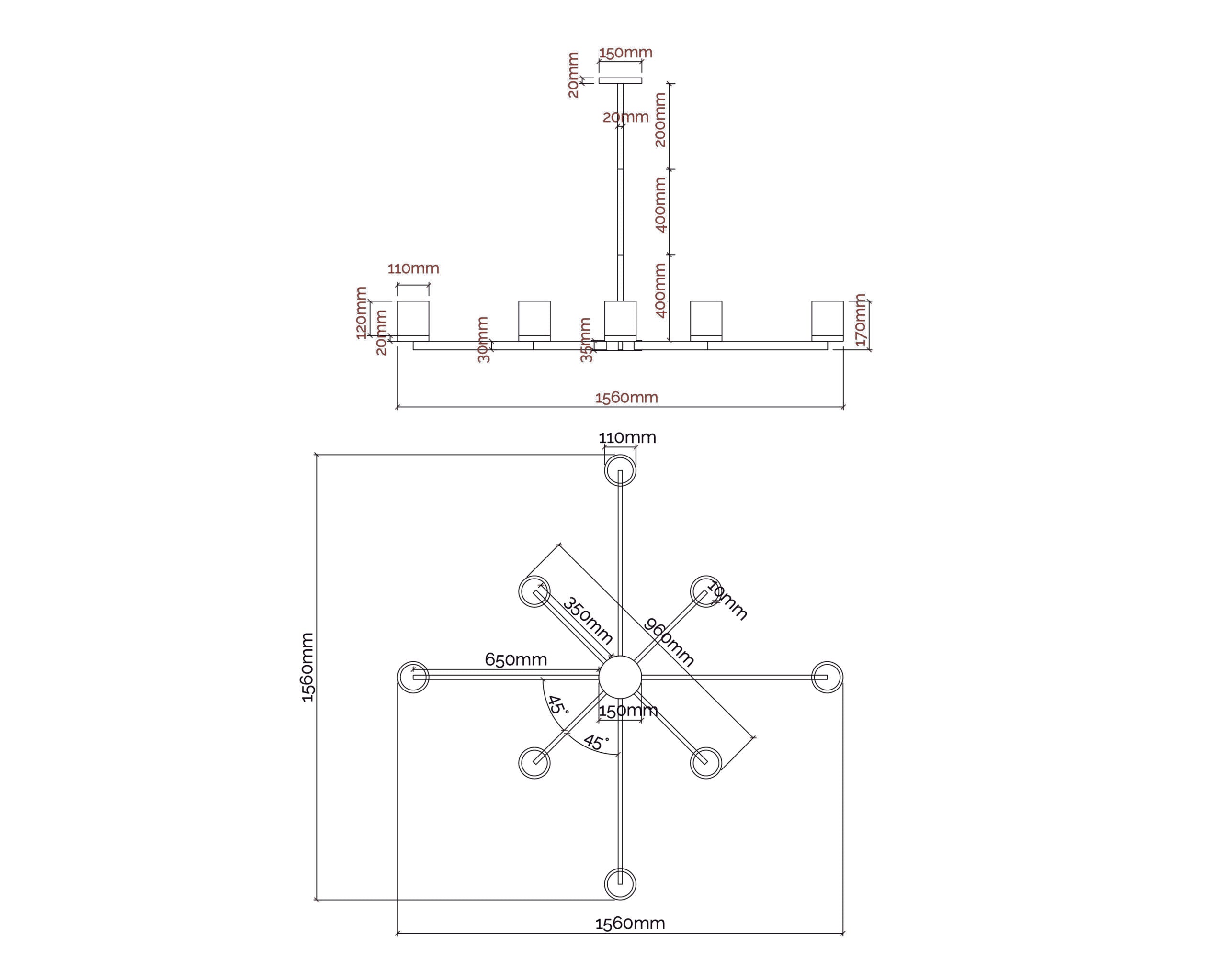 Olina Pendant Lamp - Matt Black, White Alabaster