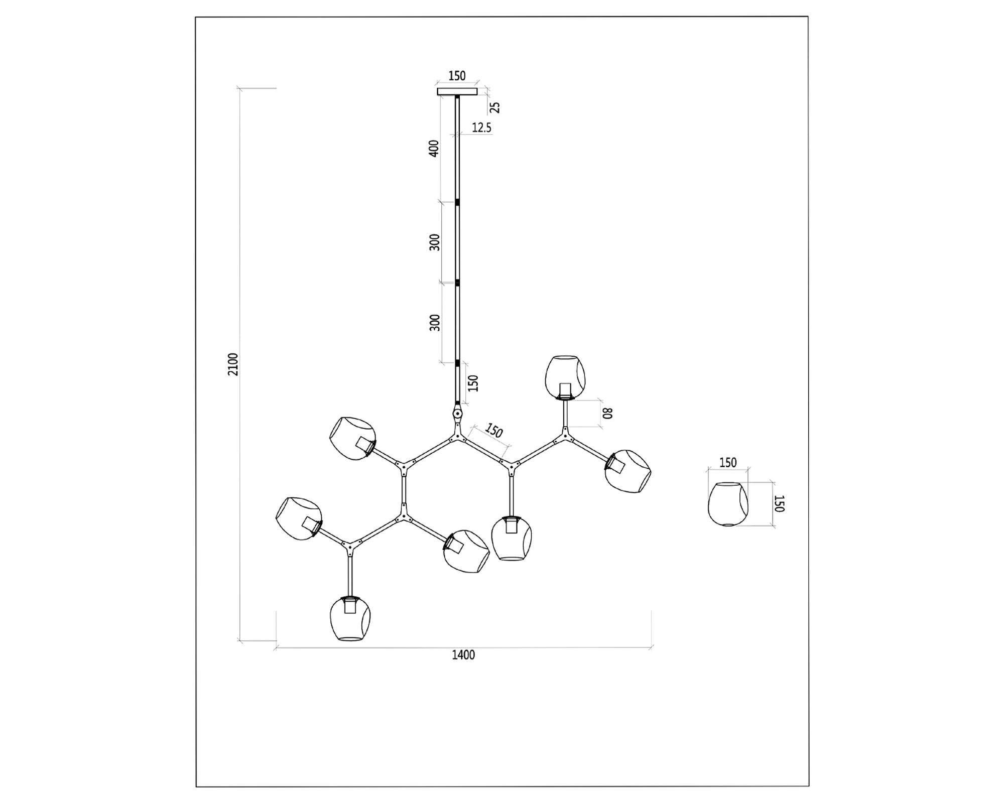 Orbital Pendant Lamp - Clear Glass, Bronze and Black Finish