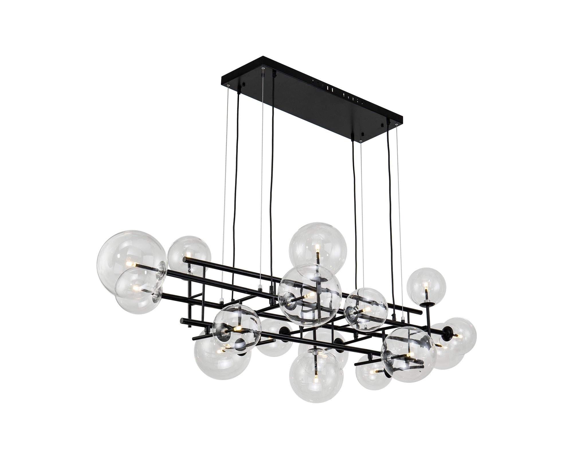 Icardi Pendant Lamp - Matt Black, Clear Glass