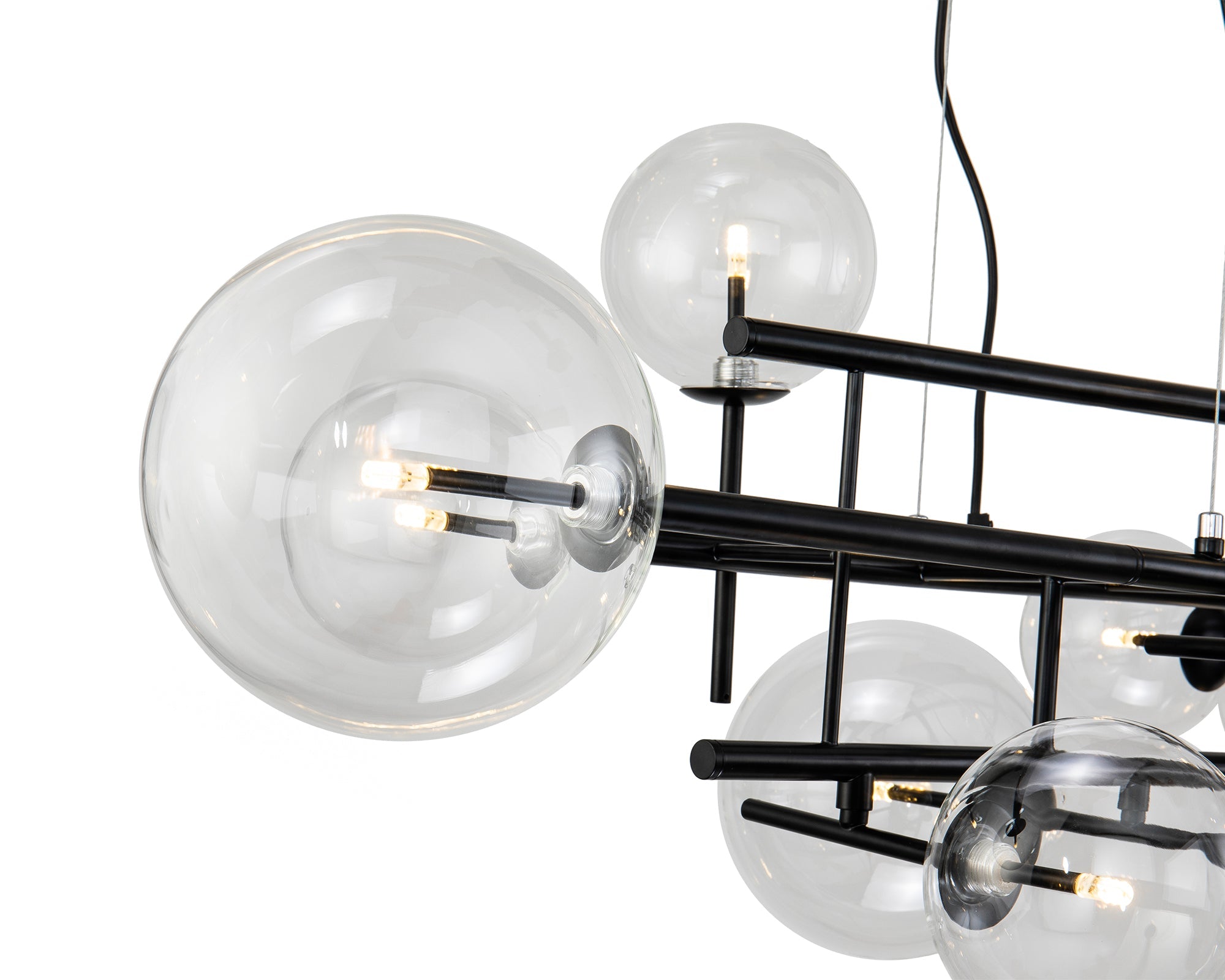 Icardi Pendant Lamp - Matt Black, Clear Glass