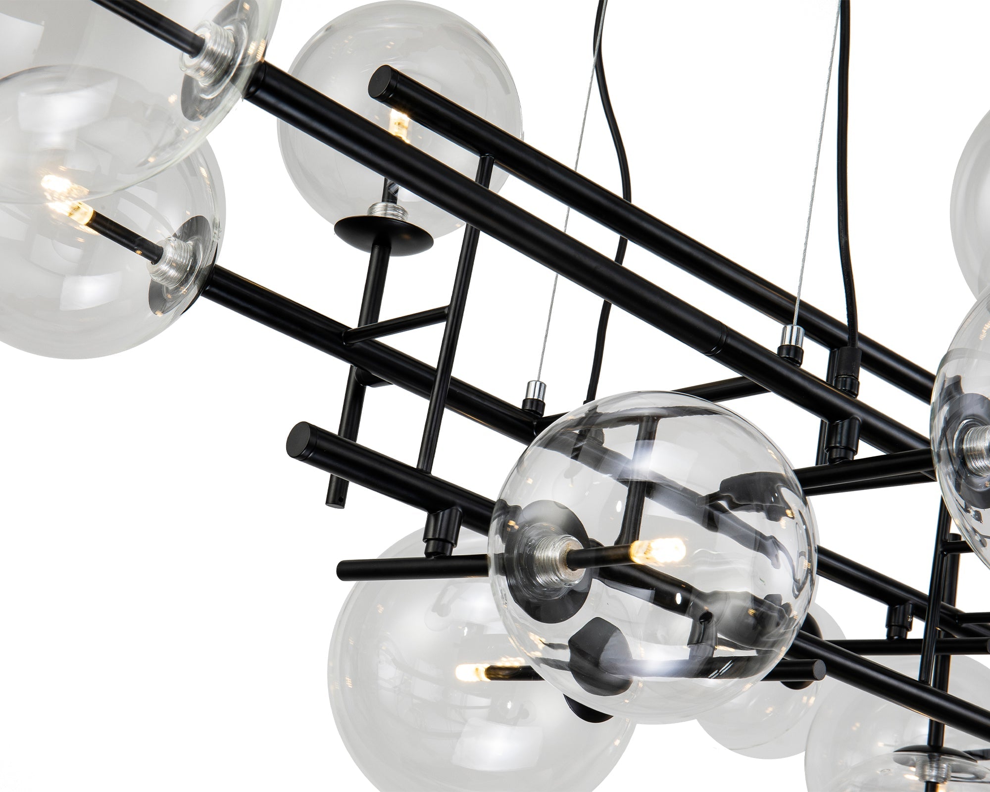 Icardi Pendant Lamp - Matt Black, Clear Glass