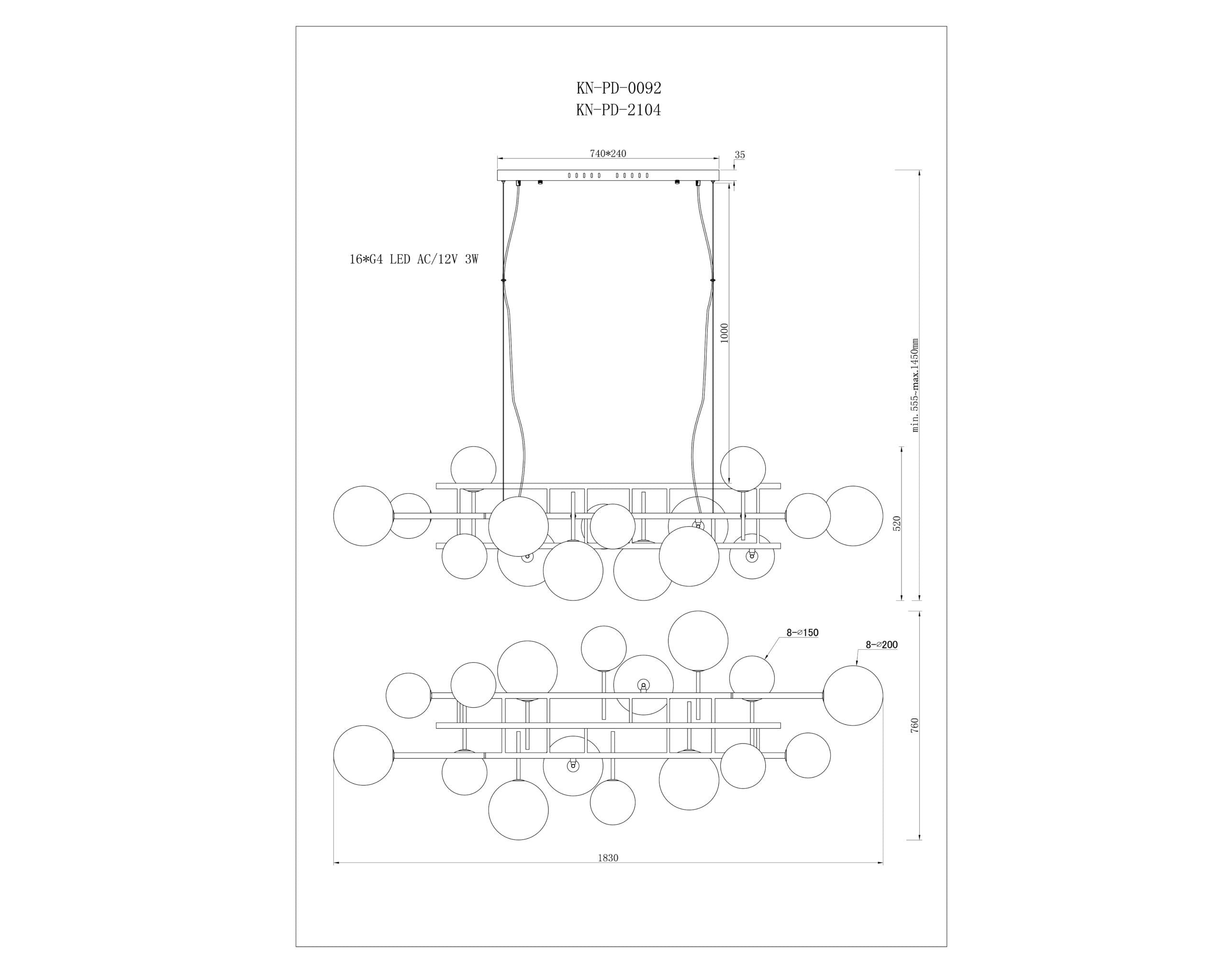 Icardi Pendant Lamp - Matt Black, Clear Glass