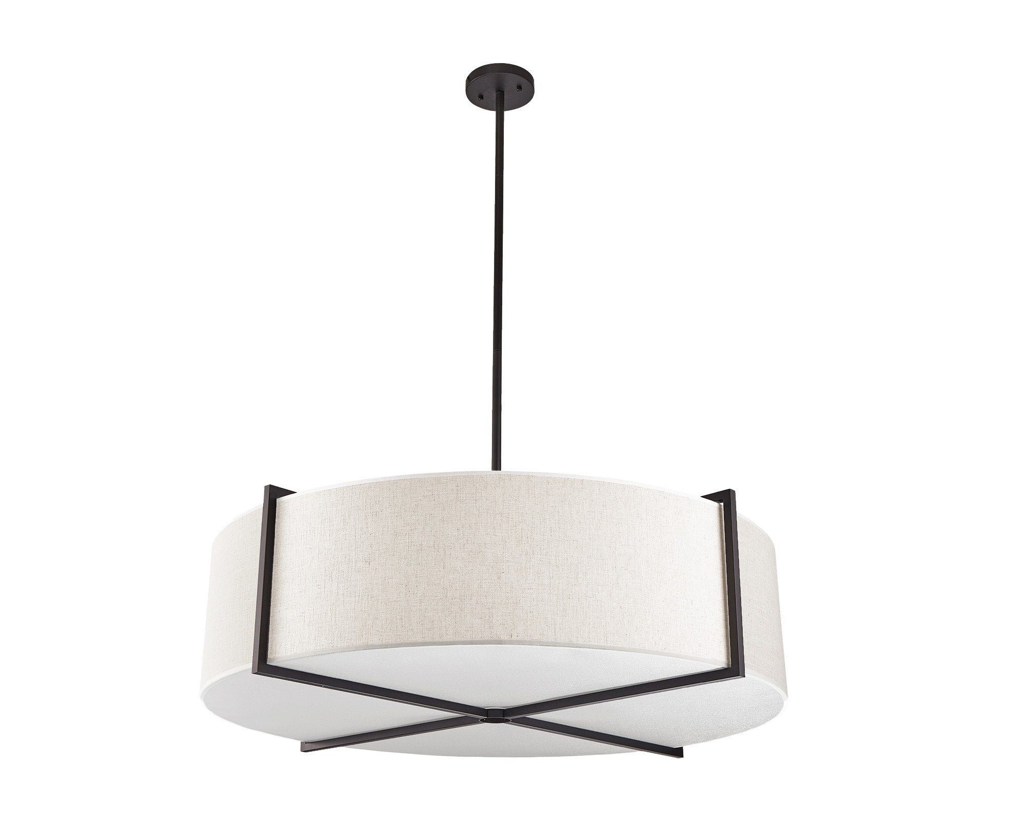Sanderson Pendant Lamp Large - Linen & Matt Black