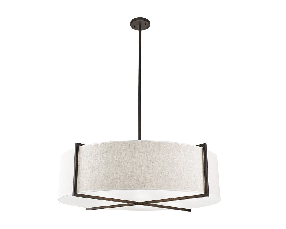 Sanderson Pendant Lamp - Medium - Beige Linen & Matt Black