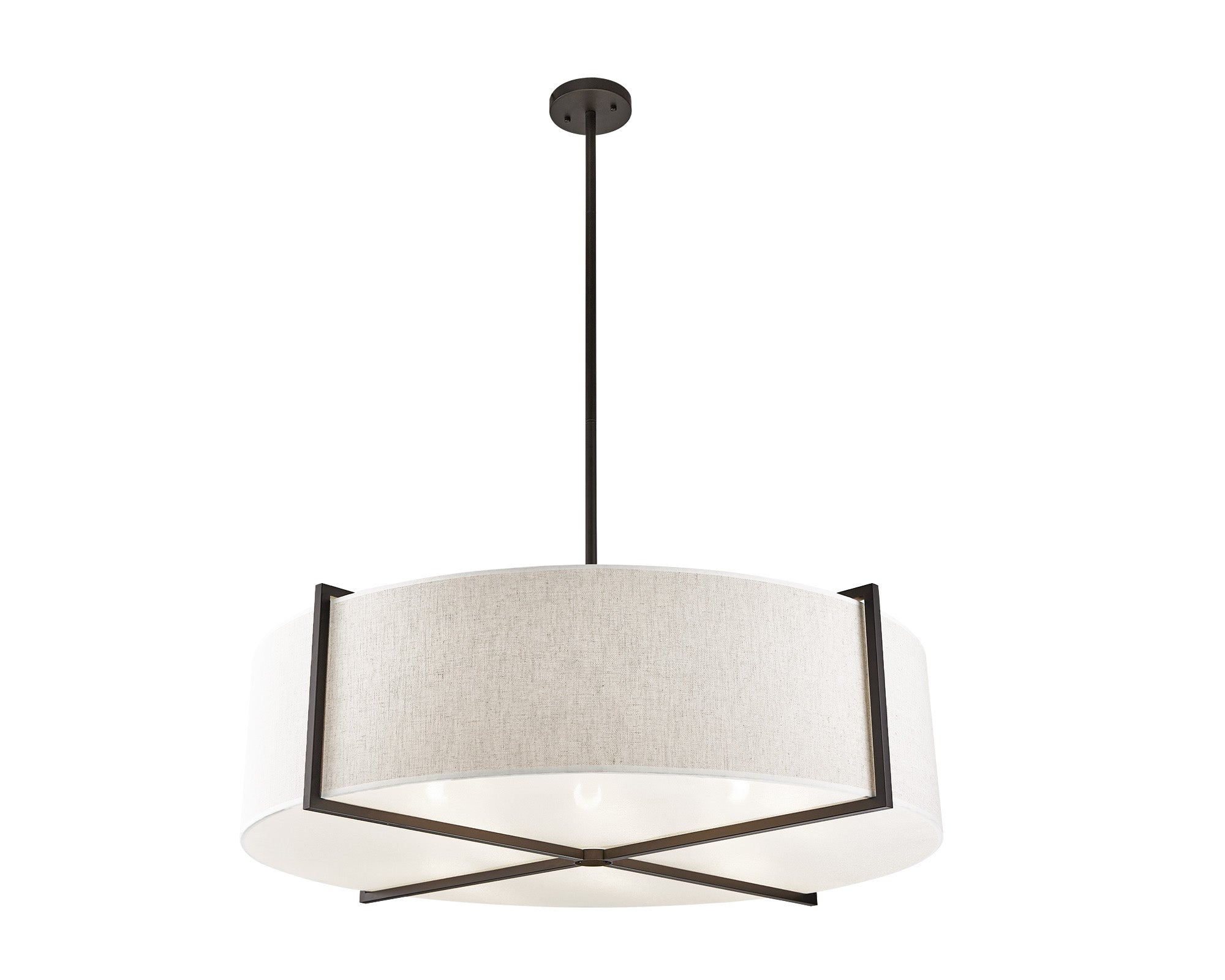Sanderson Pendant Lamp - Medium - Beige Linen & Matt Black