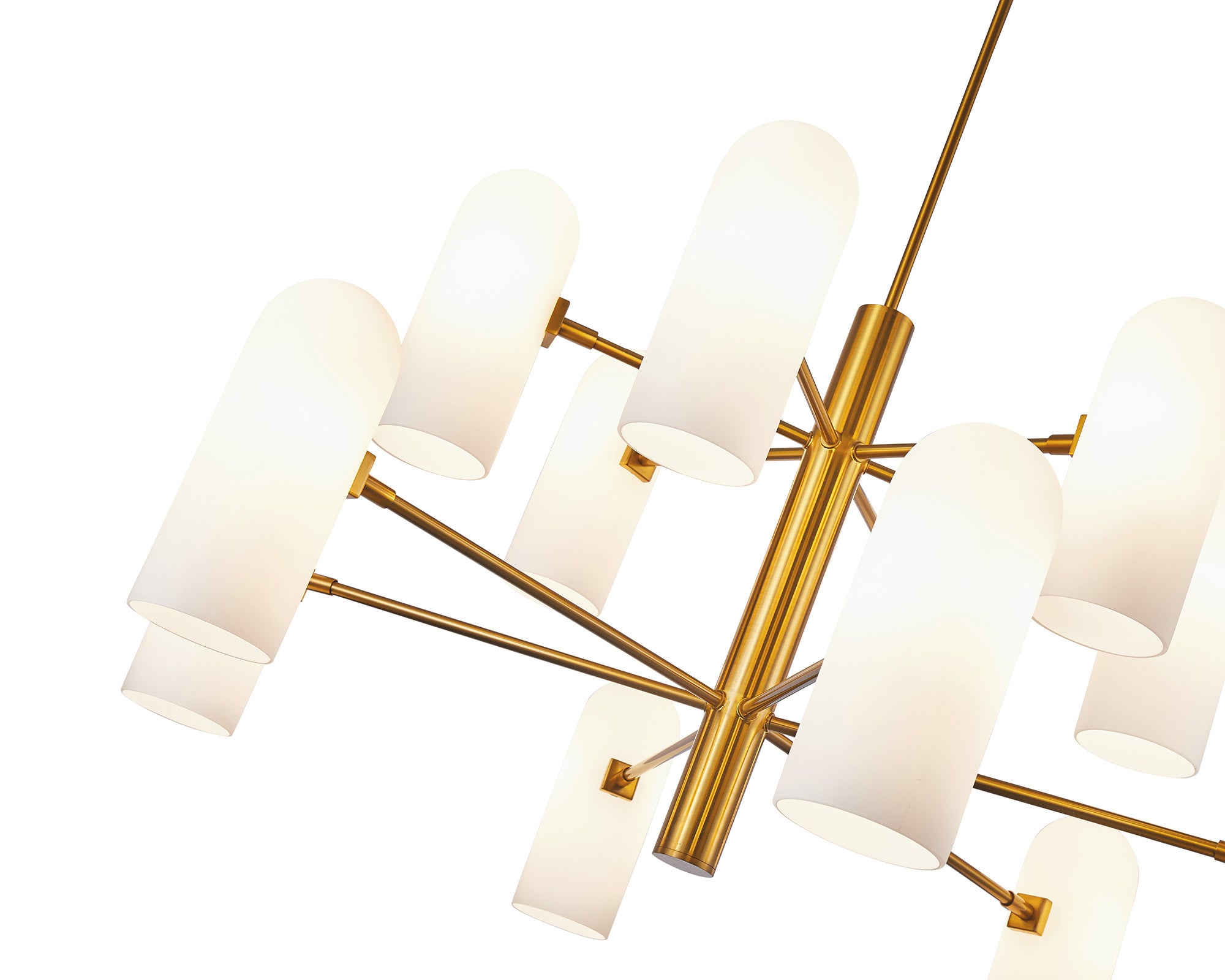 Pawson Chandelier - Brass & White Glass