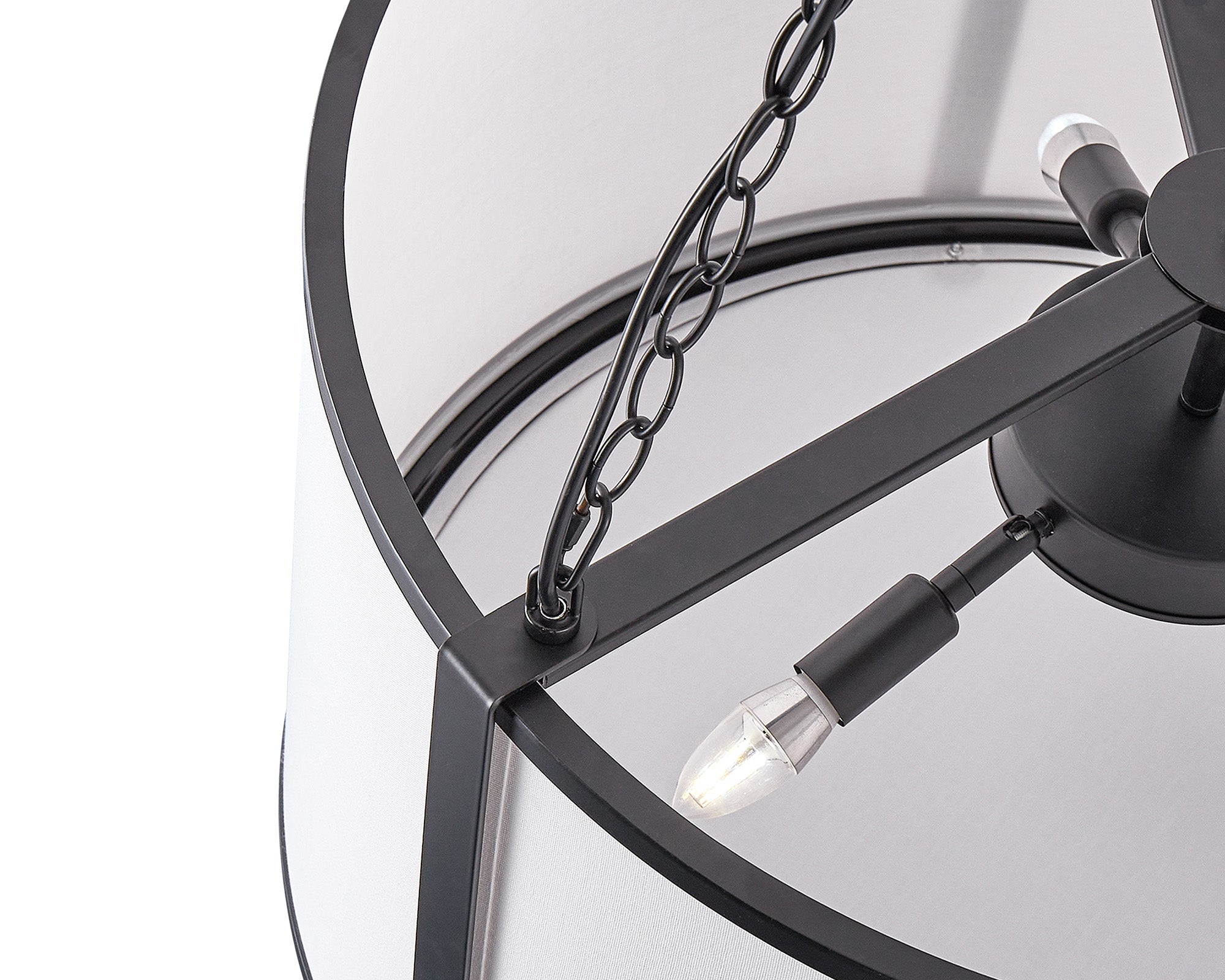 Baltimore Pendant Lamp - Matt Black & White Linen