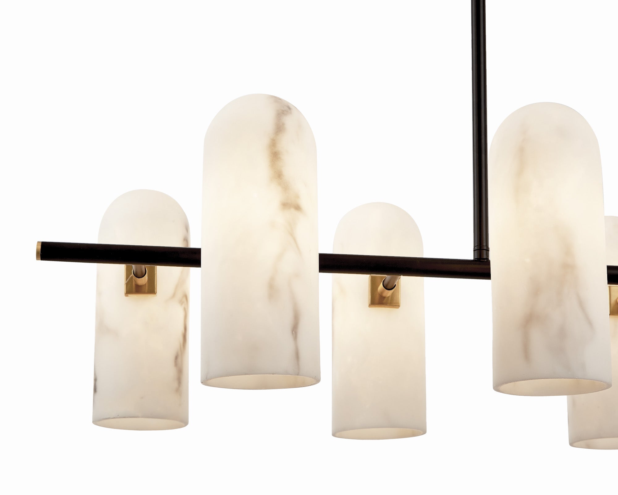 Amatti Long Chandelier - Alabaster, Black & Brass