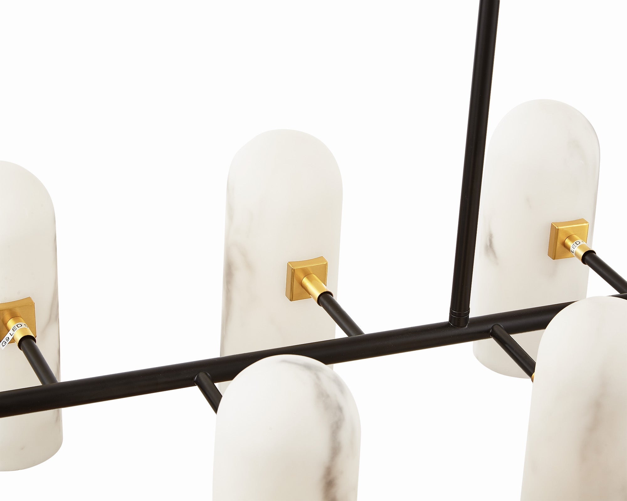 Amatti Long Chandelier - Alabaster, Black & Brass