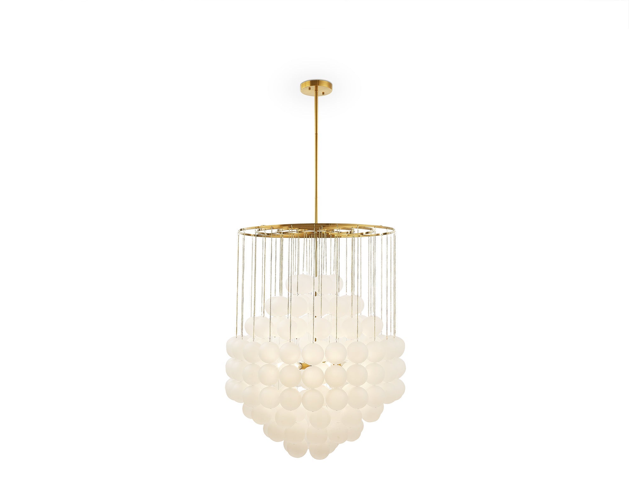 Moon Chandelier - Antique Brushed Brass & Frosted Glass
