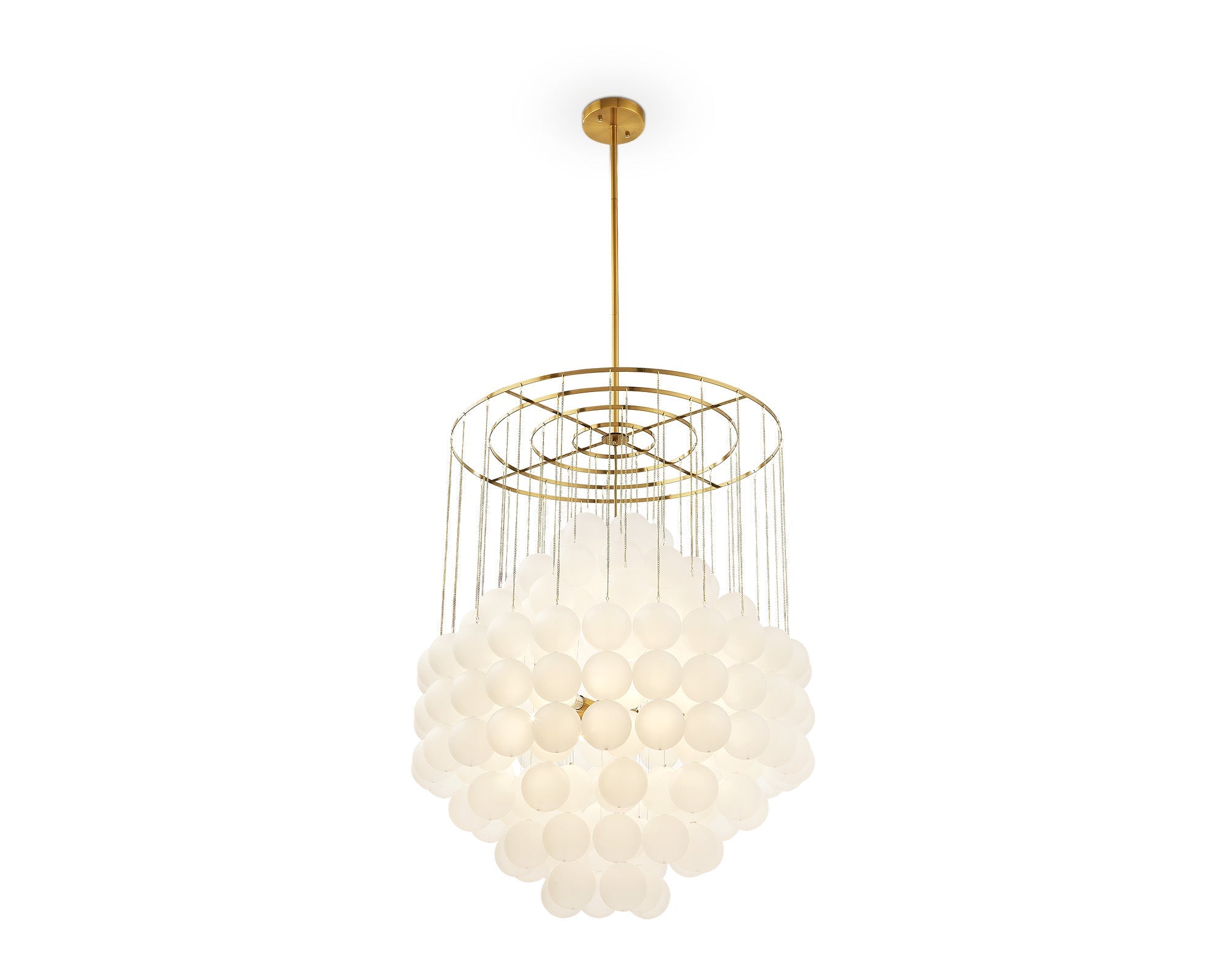 Moon Chandelier - Antique Brushed Brass & Frosted Glass