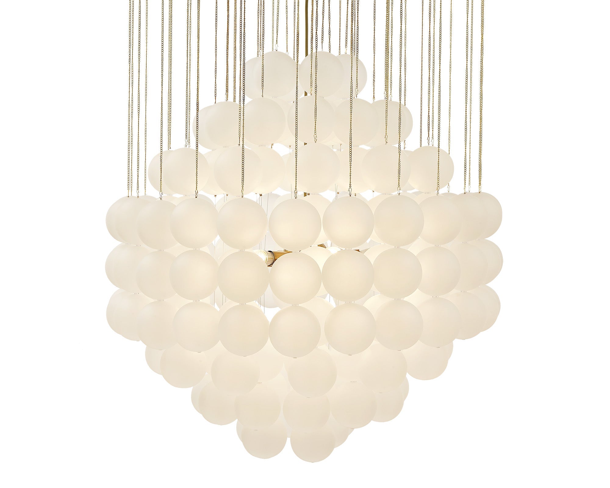 Moon Chandelier - Antique Brushed Brass & Frosted Glass