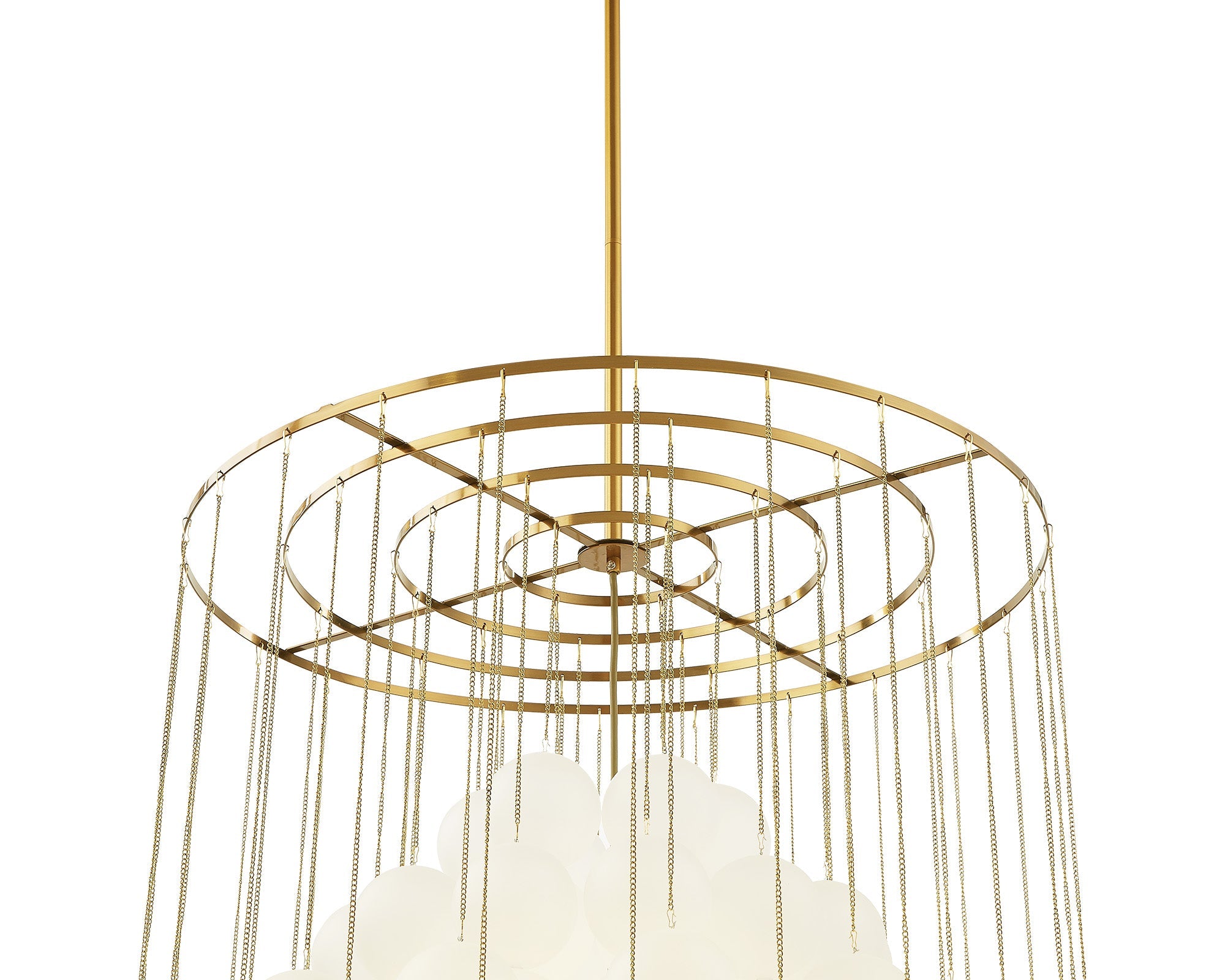 Moon Chandelier - Antique Brushed Brass & Frosted Glass